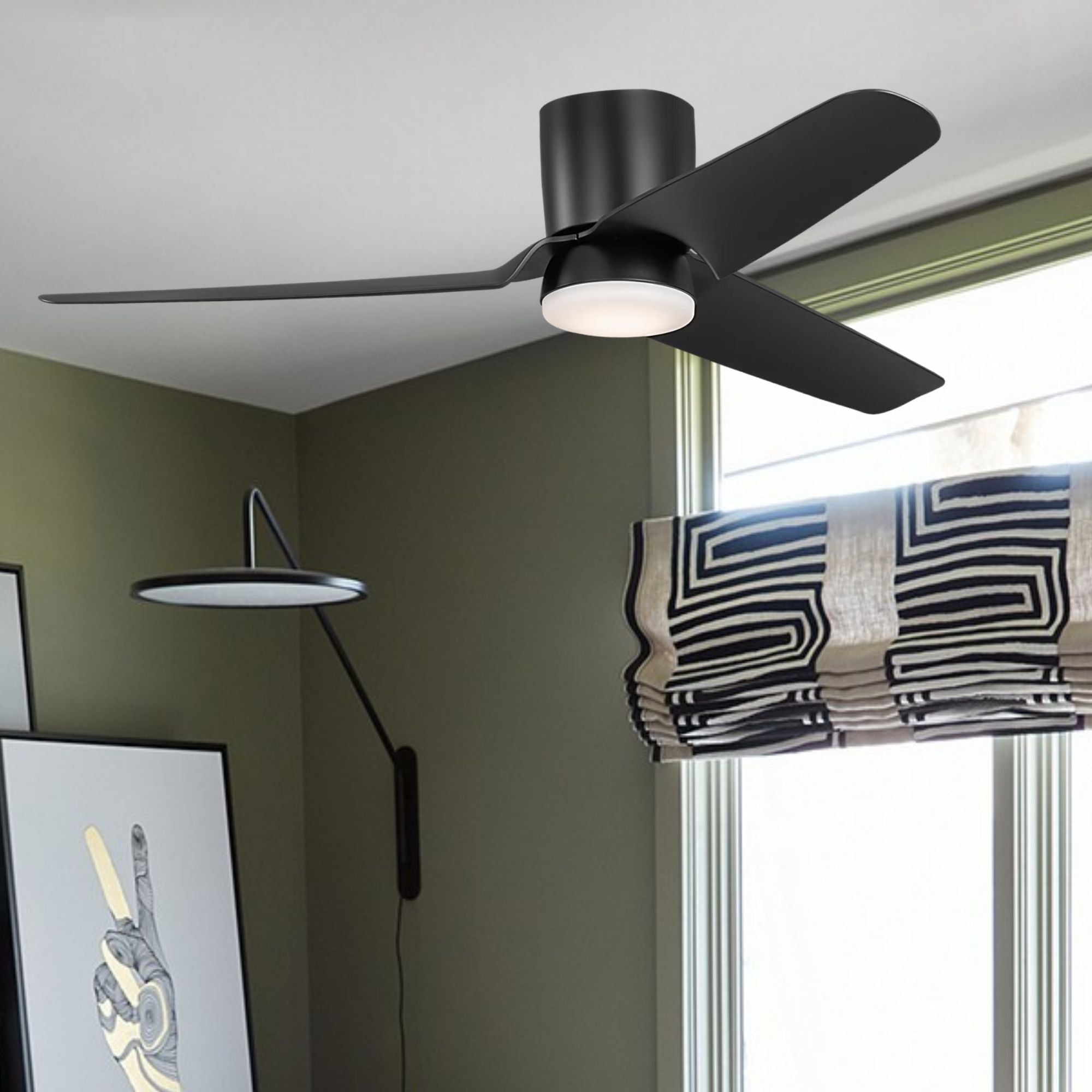Colgin 56" Midnight Black Hugger LED Ceiling Fan