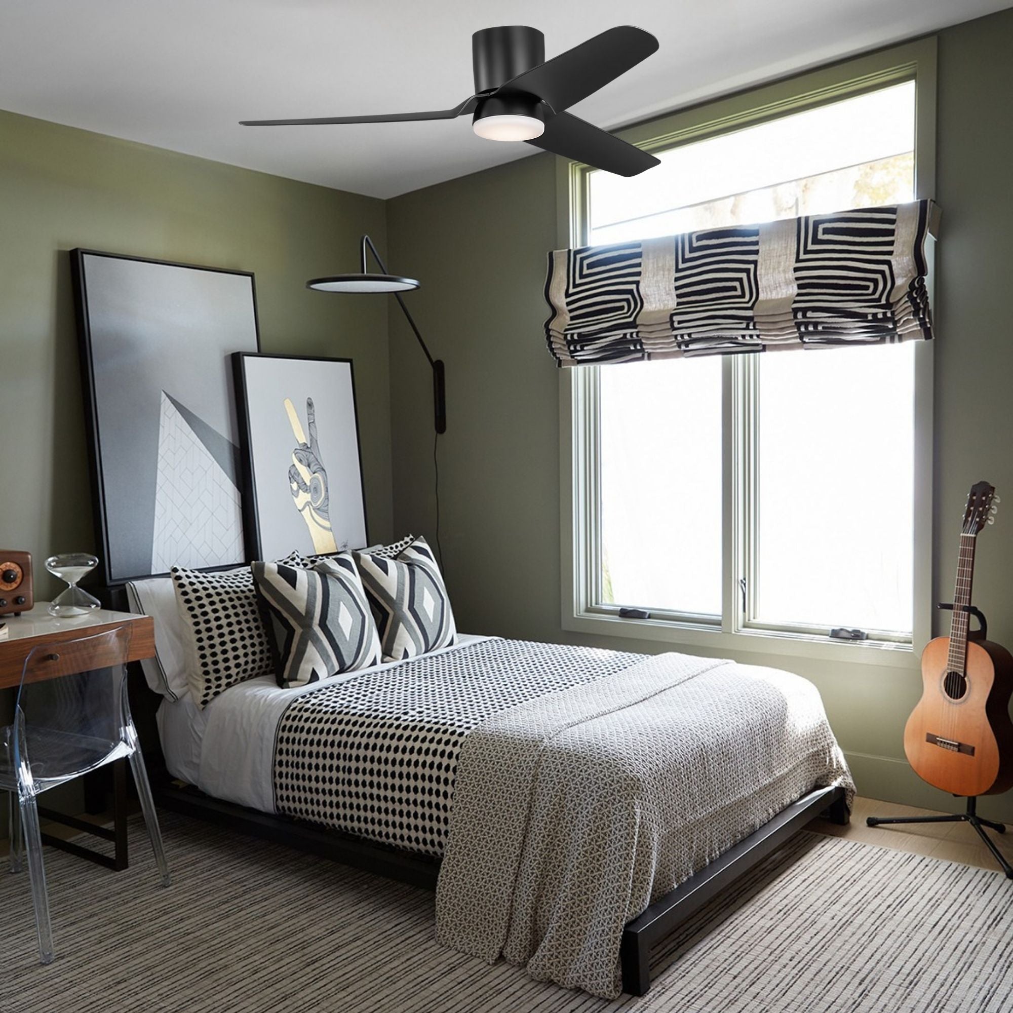 Colgin 56" Midnight Black Hugger LED Ceiling Fan
