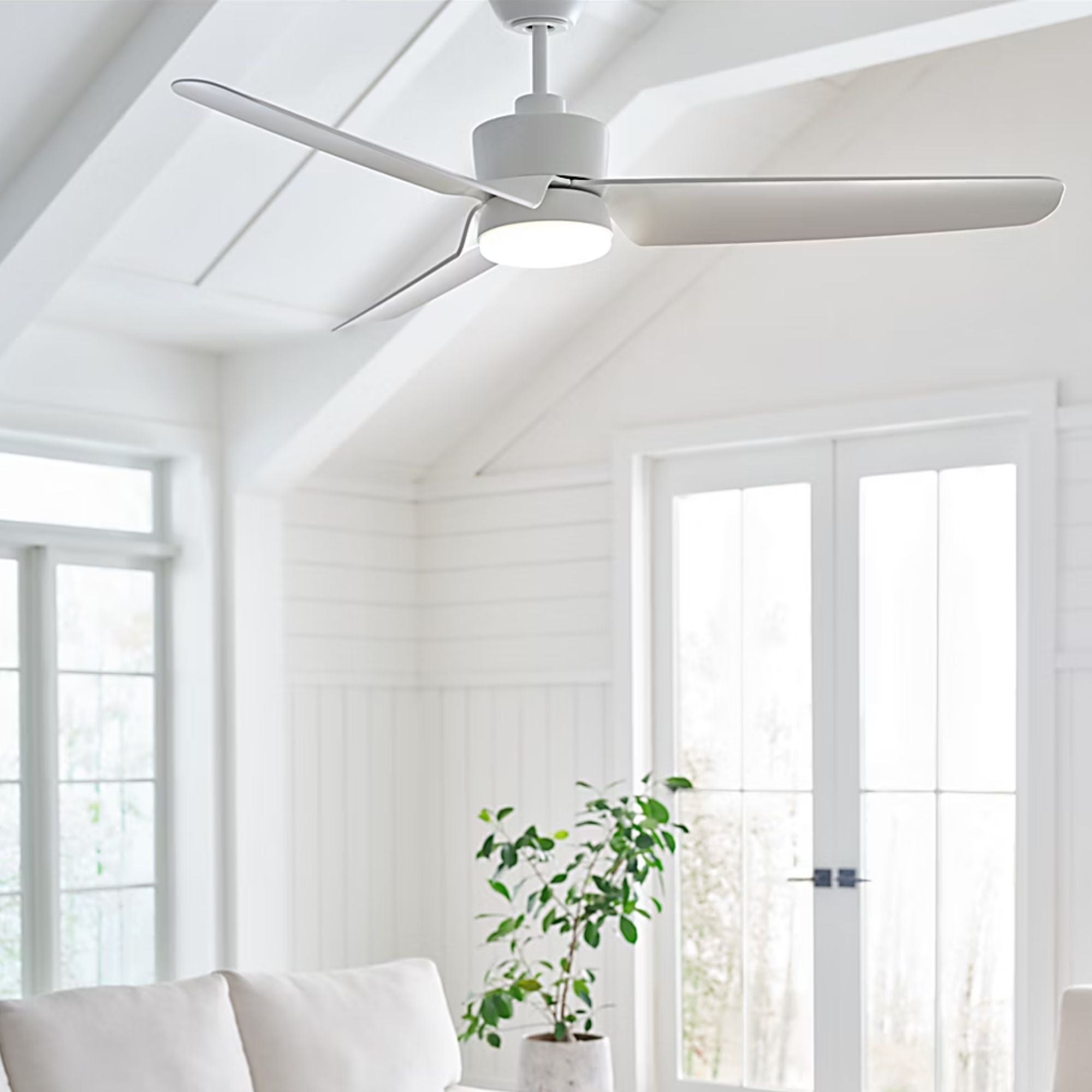 Colgin 56" Matte White Downrod LED Ceiling Fan