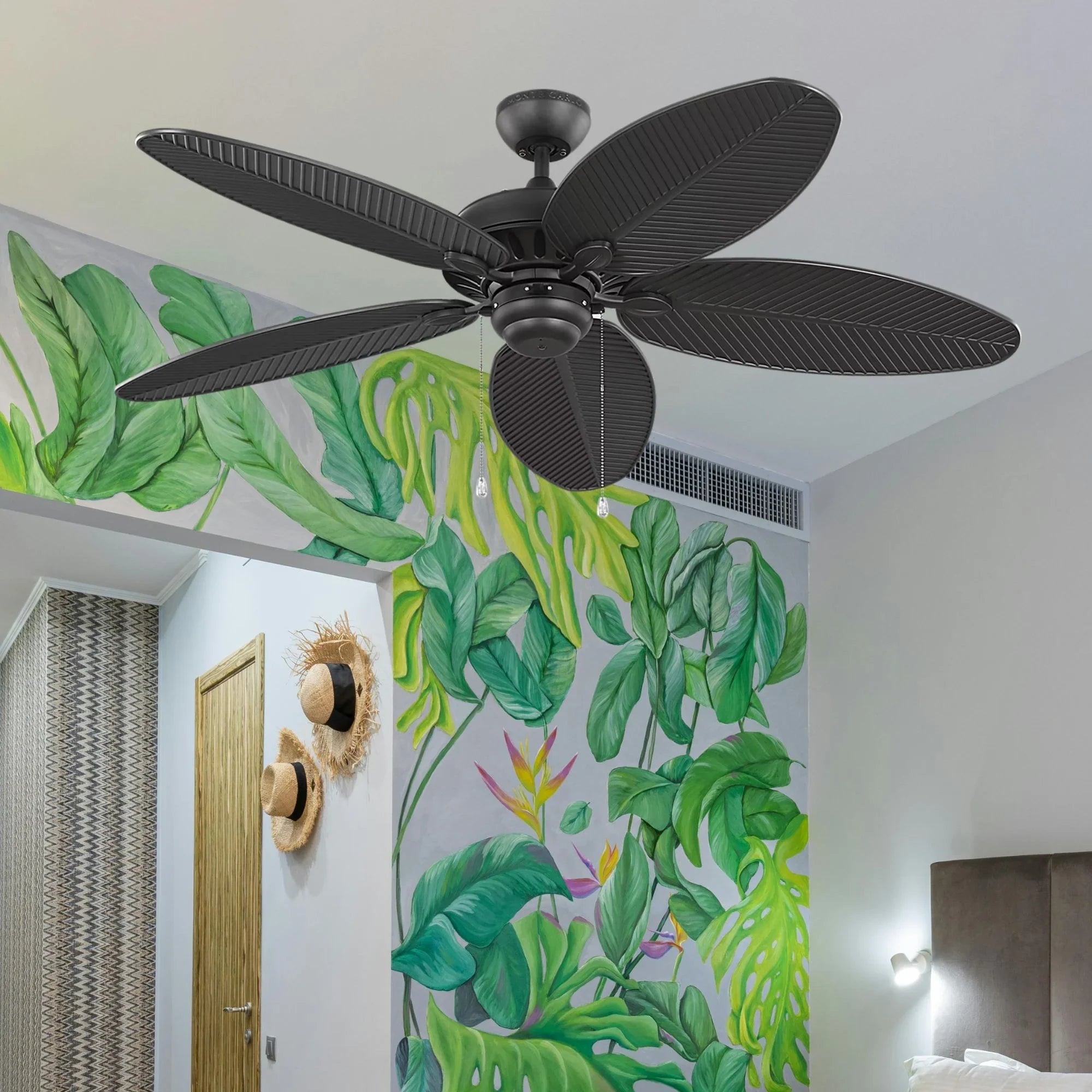 Generation Lighting - Cruise Outdoor 52" Matte Black Tropical Ceiling Fan with Pull Chain | Bees Lighting