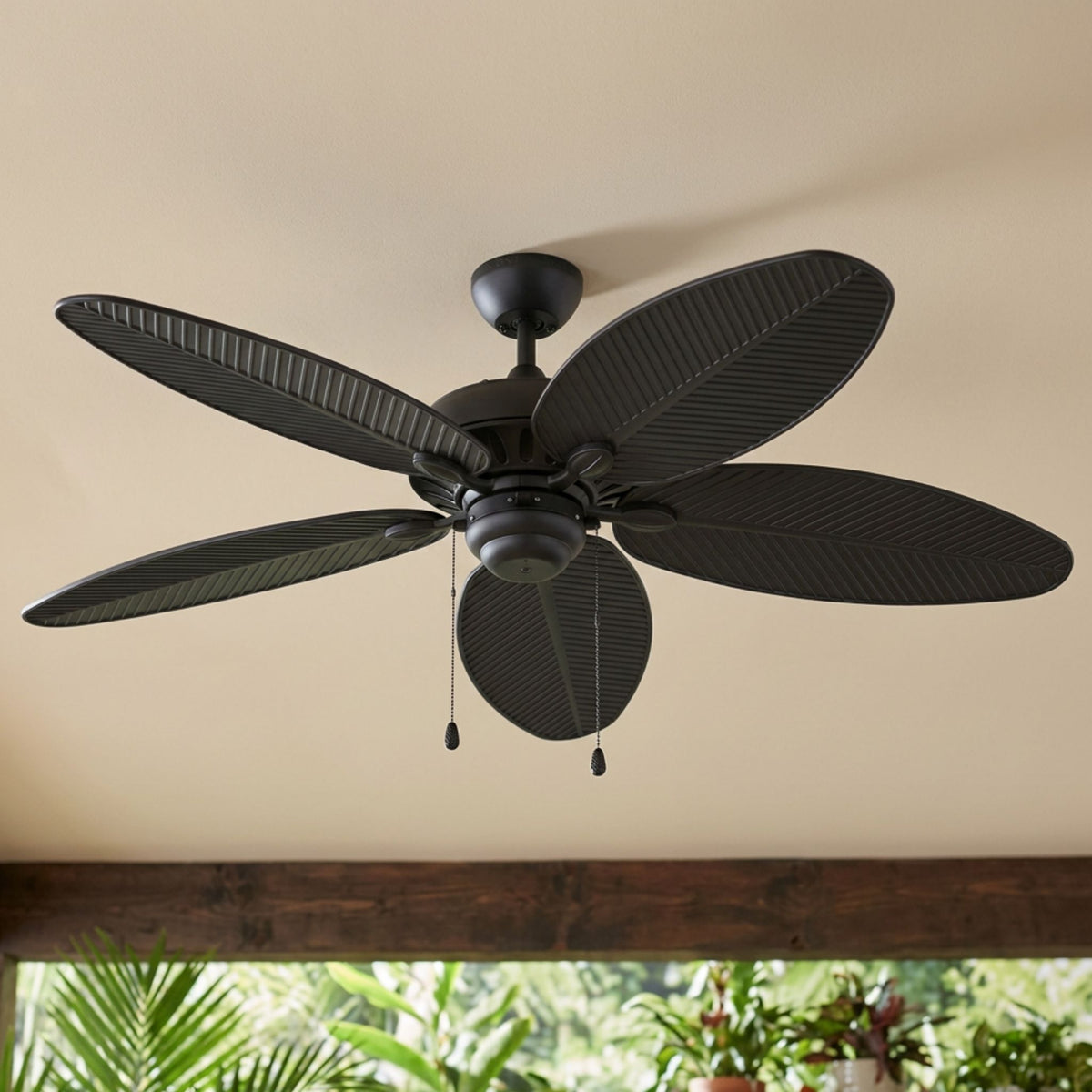 Generation Lighting - Cruise Outdoor 52" Matte Black Tropical Ceiling Fan with Pull Chain | Bees Lighting