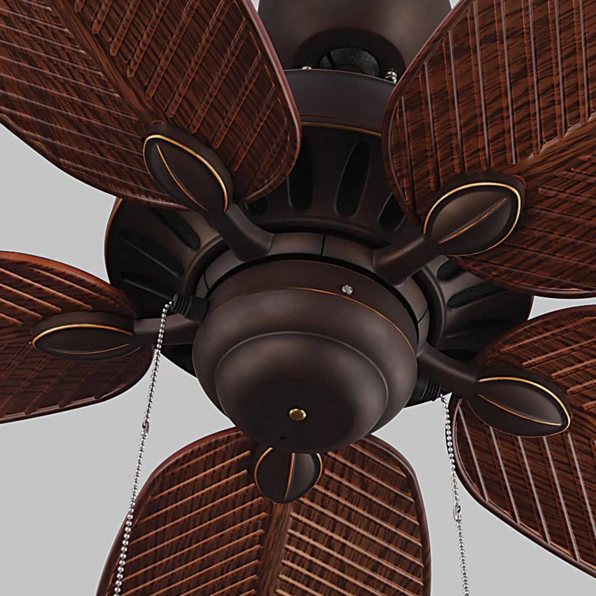 Generation Lighting - Cruise Outdoor 52" Roman Bronze Tropical Ceiling Fan with Pull Chain | Bees Lighting