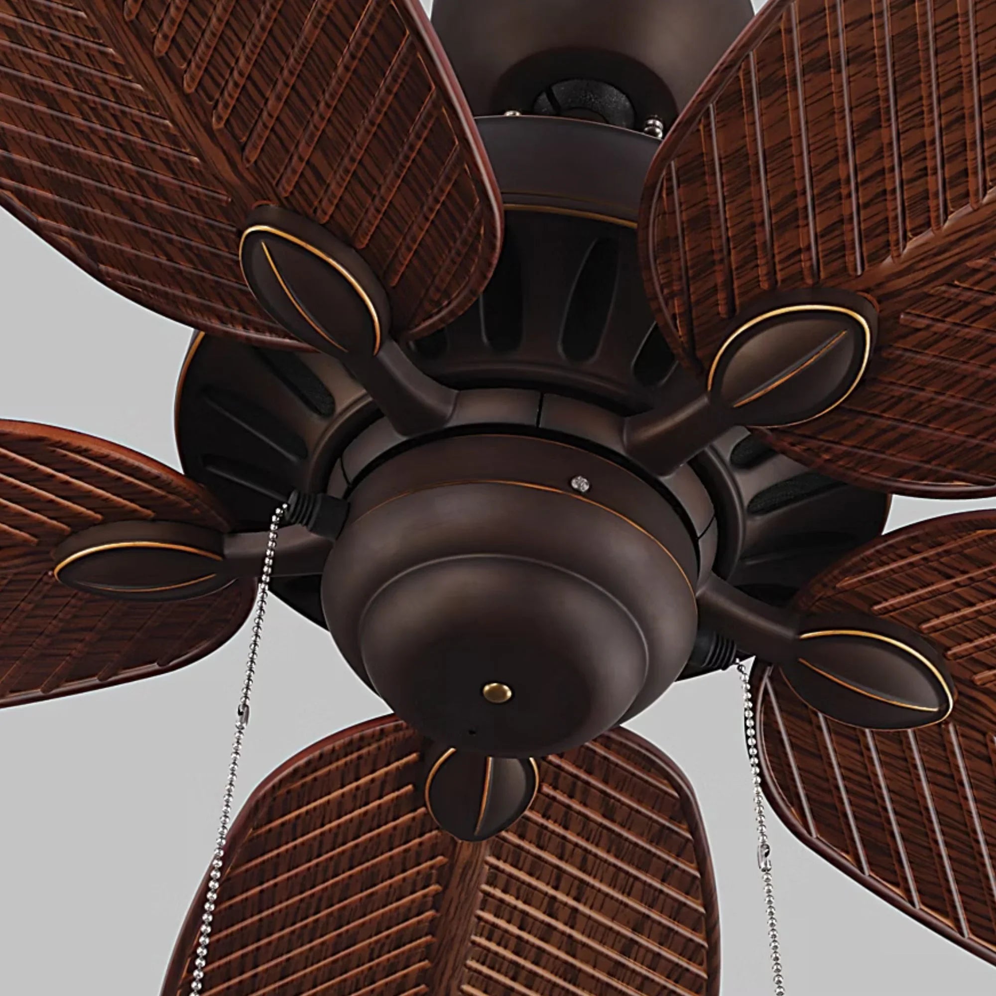 Generation Lighting - Cruise Outdoor 52" Roman Bronze Tropical Ceiling Fan with Pull Chain | Bees Lighting