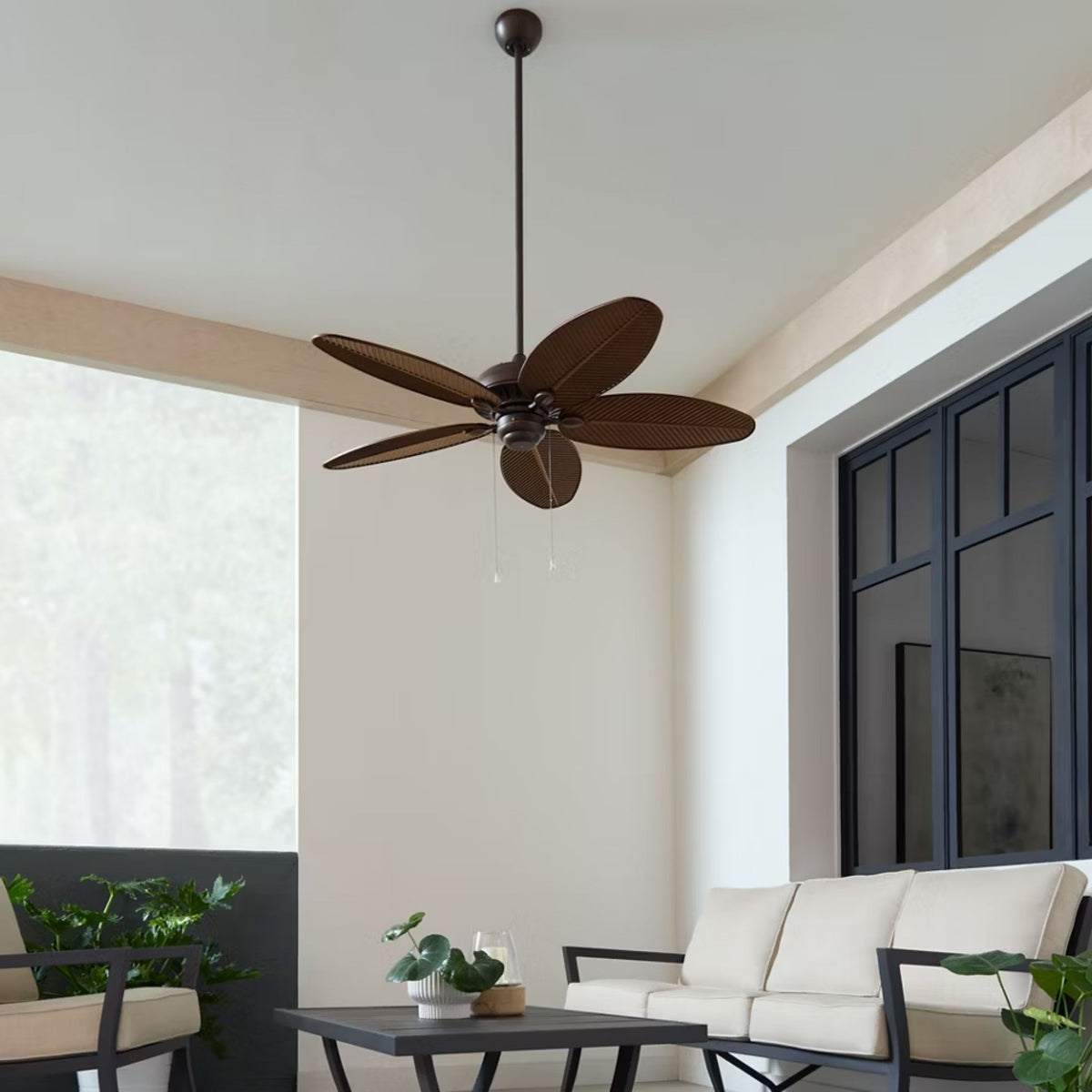 Generation Lighting - Cruise Outdoor 52" Roman Bronze Tropical Ceiling Fan with Pull Chain | Bees Lighting