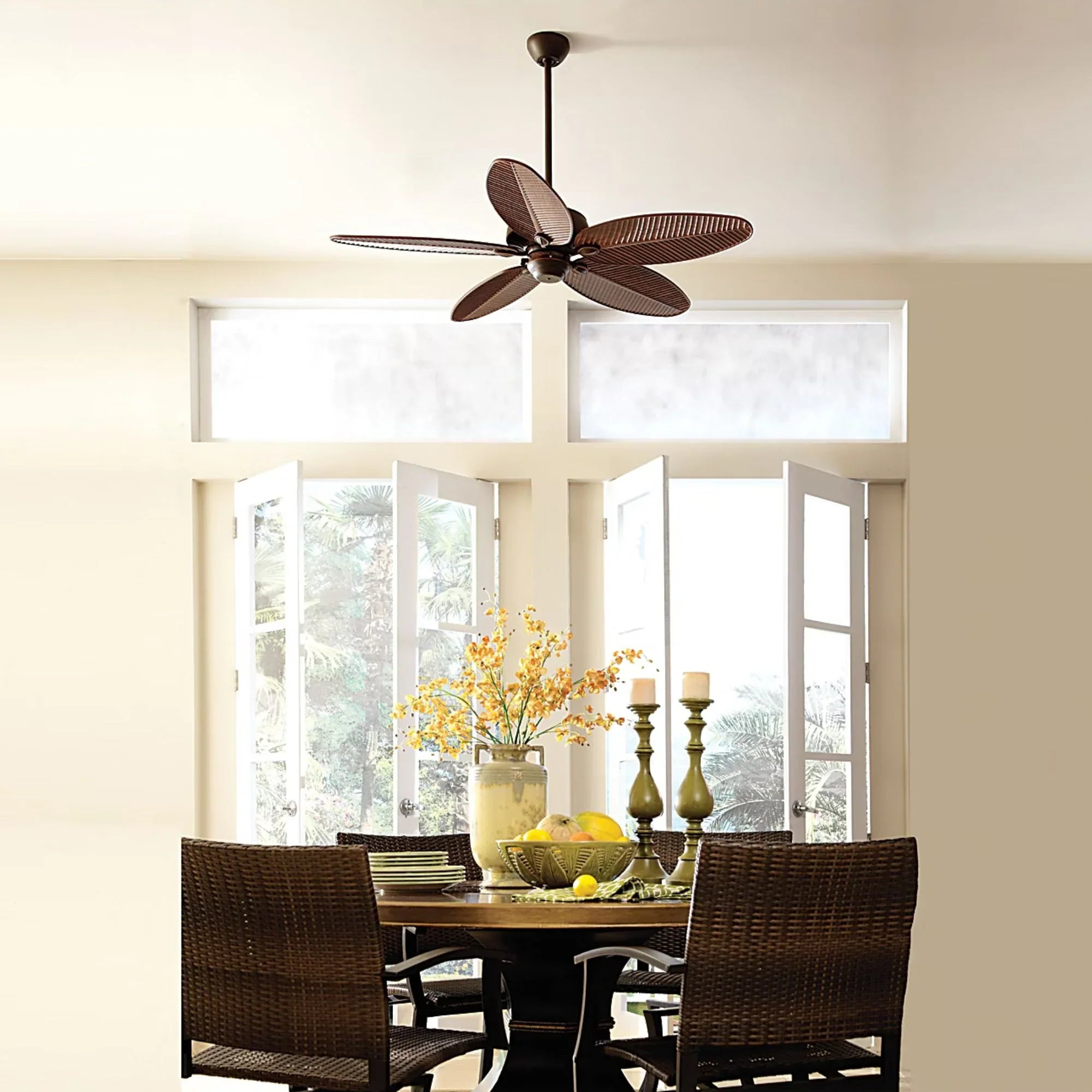 Generation Lighting - Cruise Outdoor 52" Roman Bronze Tropical Ceiling Fan with Pull Chain | Bees Lighting
