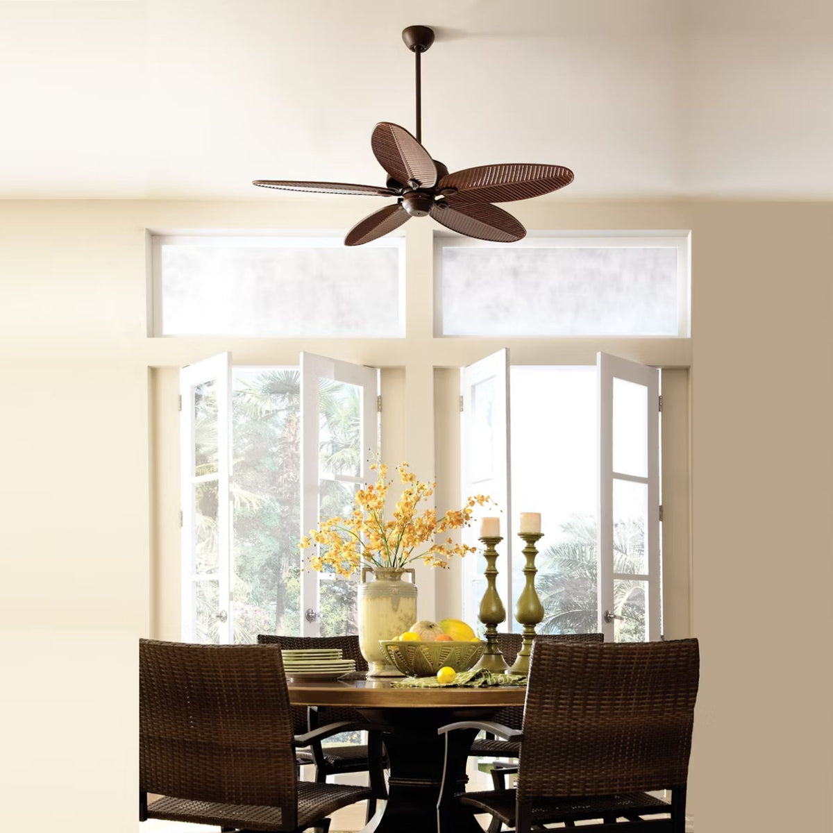 Generation Lighting - Cruise Outdoor 52" Roman Bronze Tropical Ceiling Fan with Pull Chain | Bees Lighting