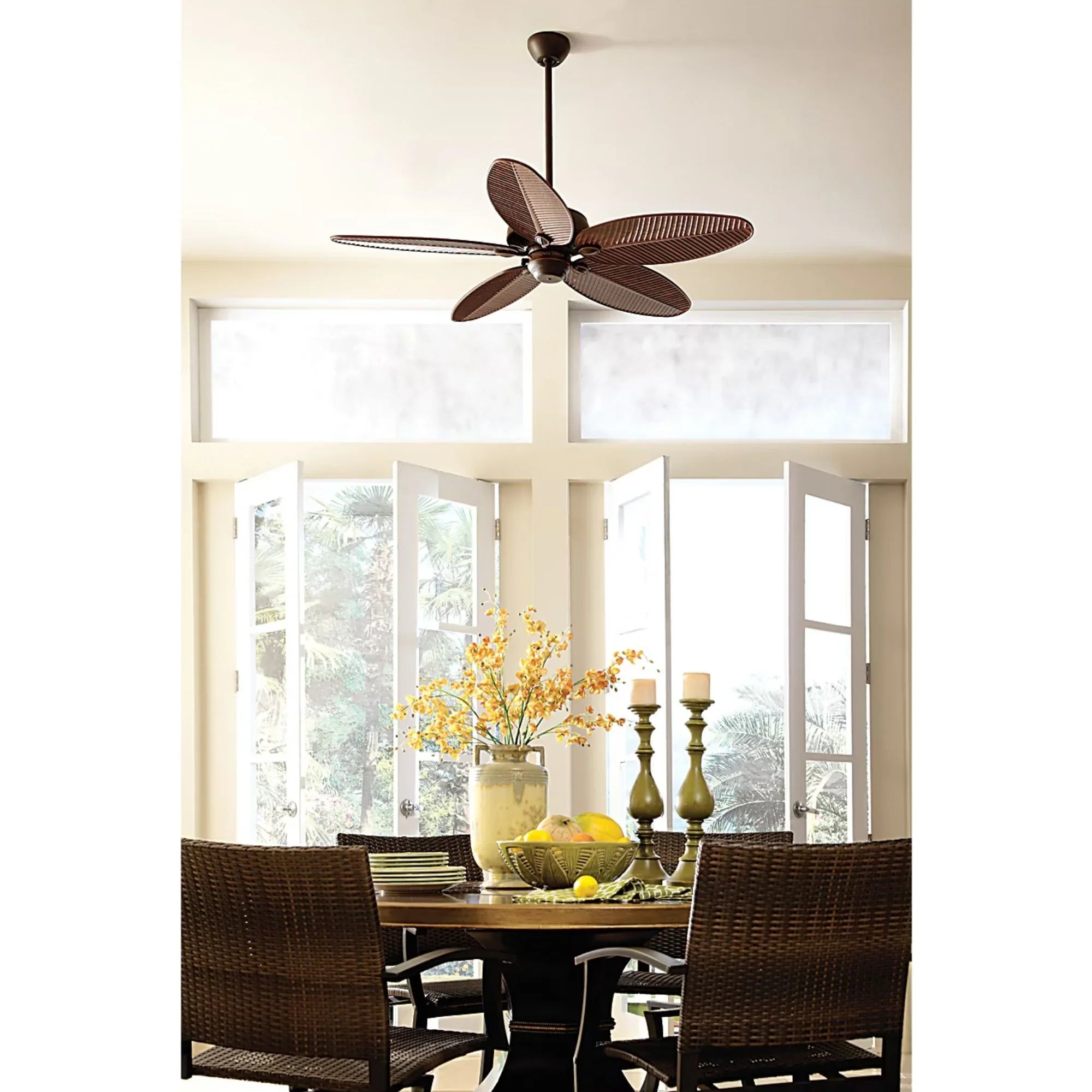 Generation Lighting - Cruise Outdoor 52" Roman Bronze Tropical Ceiling Fan with Pull Chain | Bees Lighting
