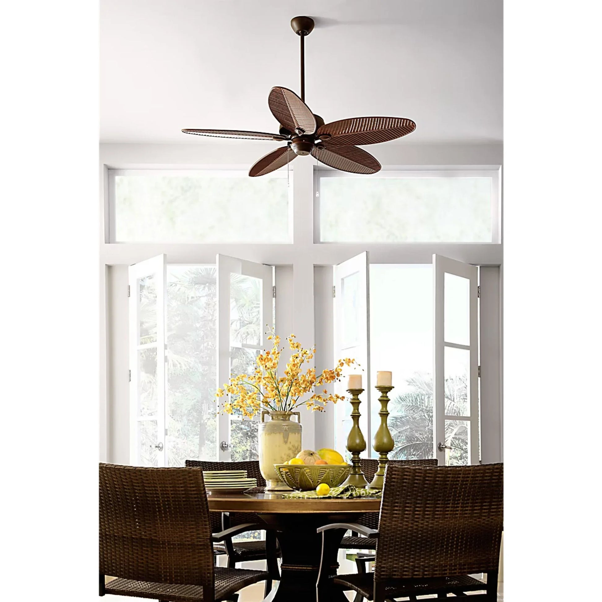 Generation Lighting - Cruise Outdoor 52" Roman Bronze Tropical Ceiling Fan with Pull Chain | Bees Lighting