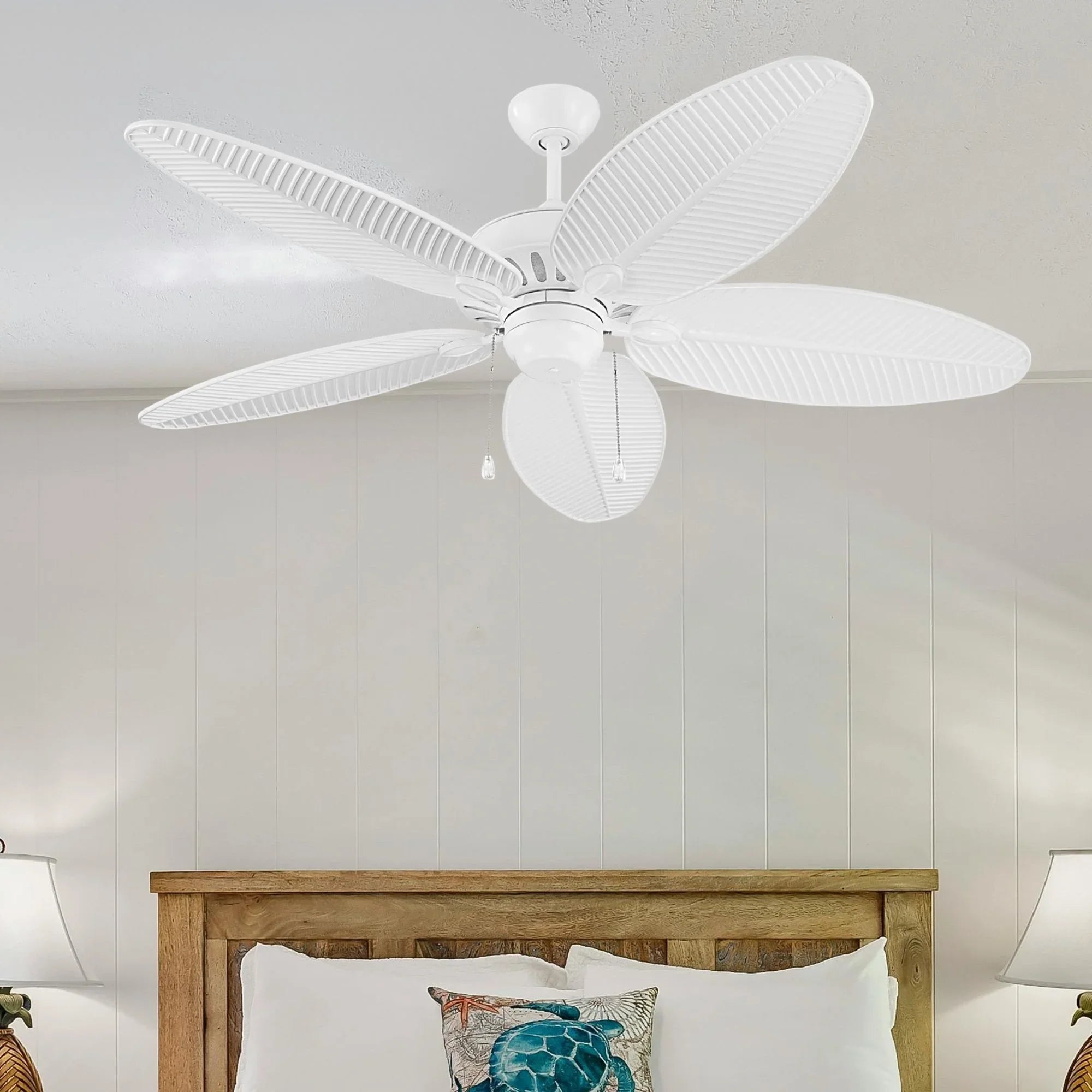 Generation Lighting - Cruise Outdoor 52" White Tropical Ceiling Fan with Pull Chain | Bees Lighting