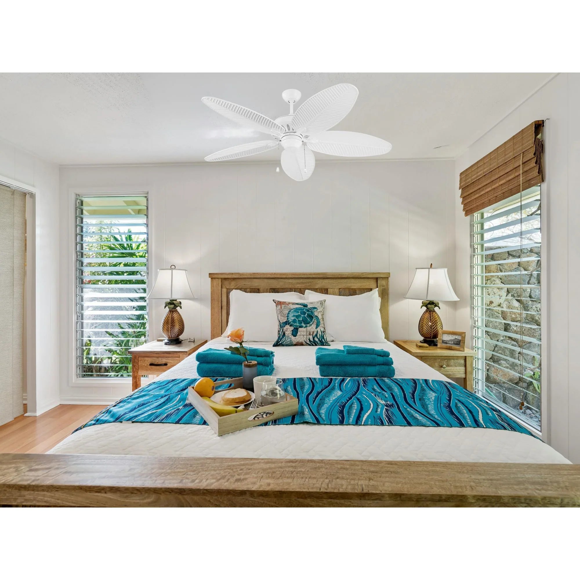 Generation Lighting - Cruise Outdoor 52" White Tropical Ceiling Fan with Pull Chain | Bees Lighting