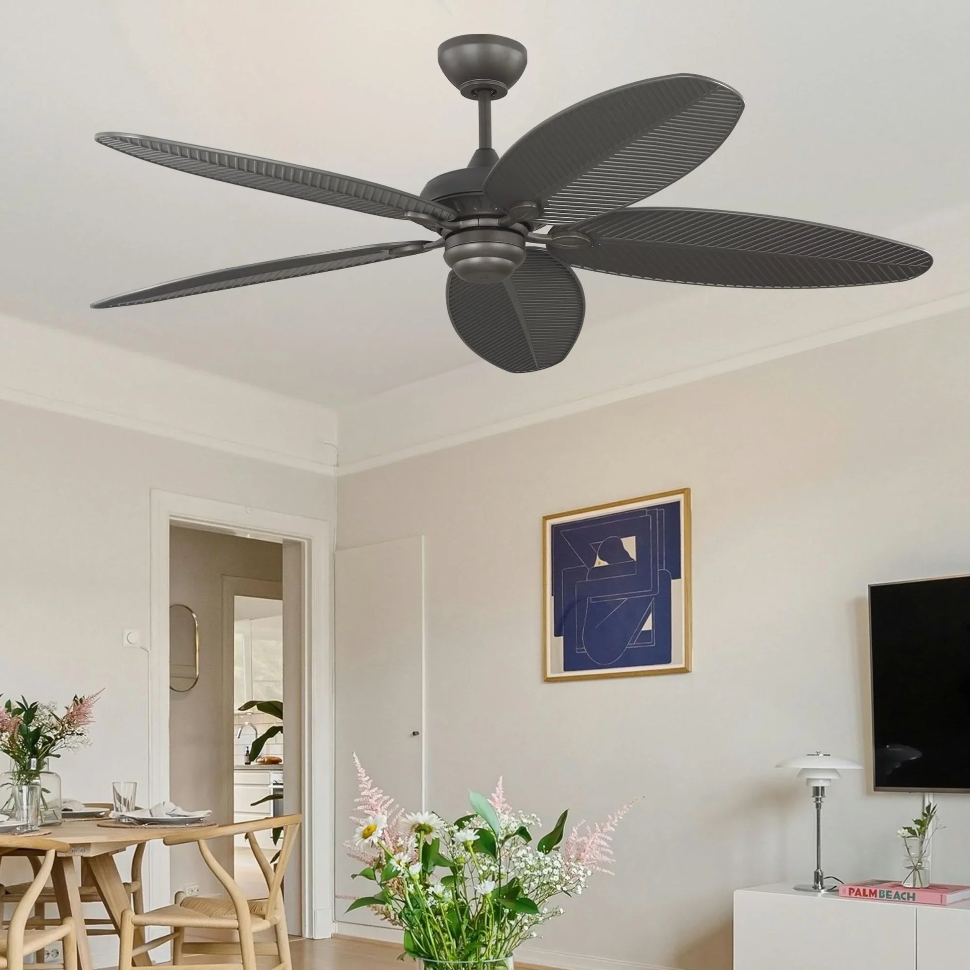 Generation Lighting - Cruise Outdoor 60" Bronze Tropical Ceiling Fan with Remote | Bees Lighting