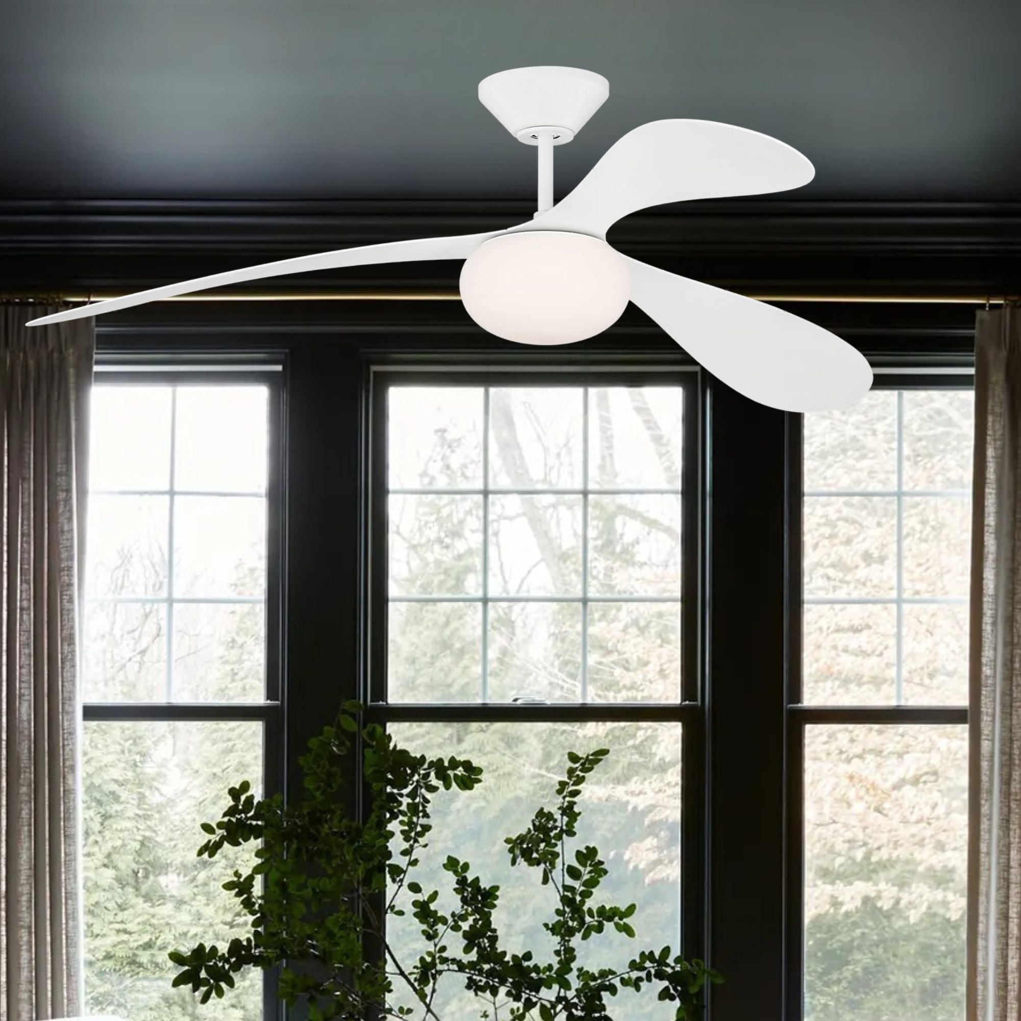 Drape Smart 58" Matte White Unique LED Ceiling Fan