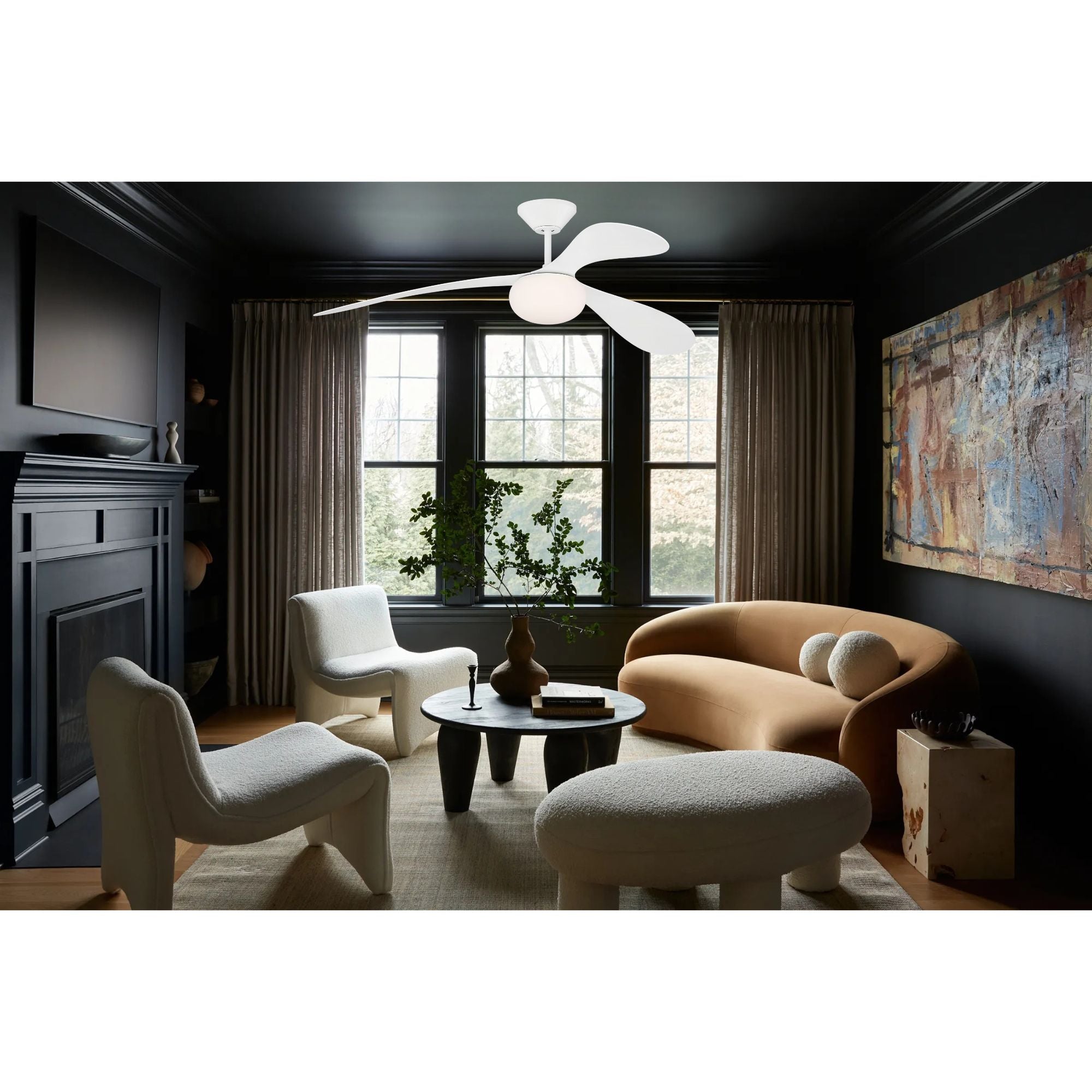 Drape Smart 58" Matte White Unique LED Ceiling Fan