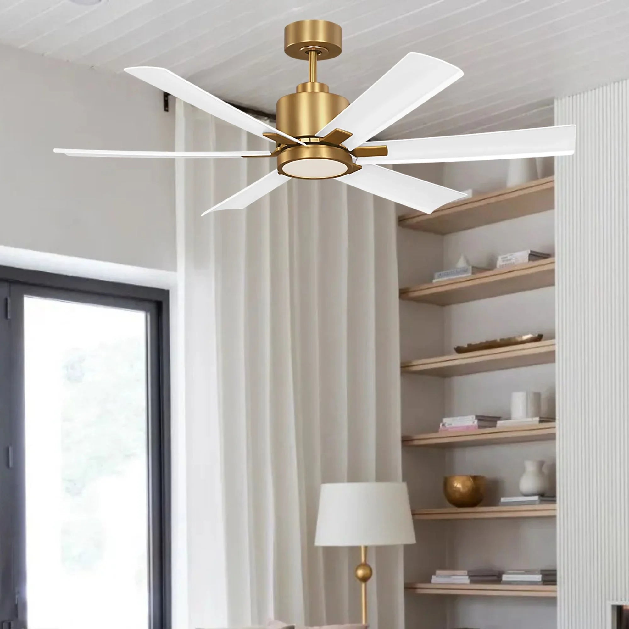 Generation Lighting - Flera Smart 52" Burnished Brass Windmill LED Ceiling Fan | Bees Lighting