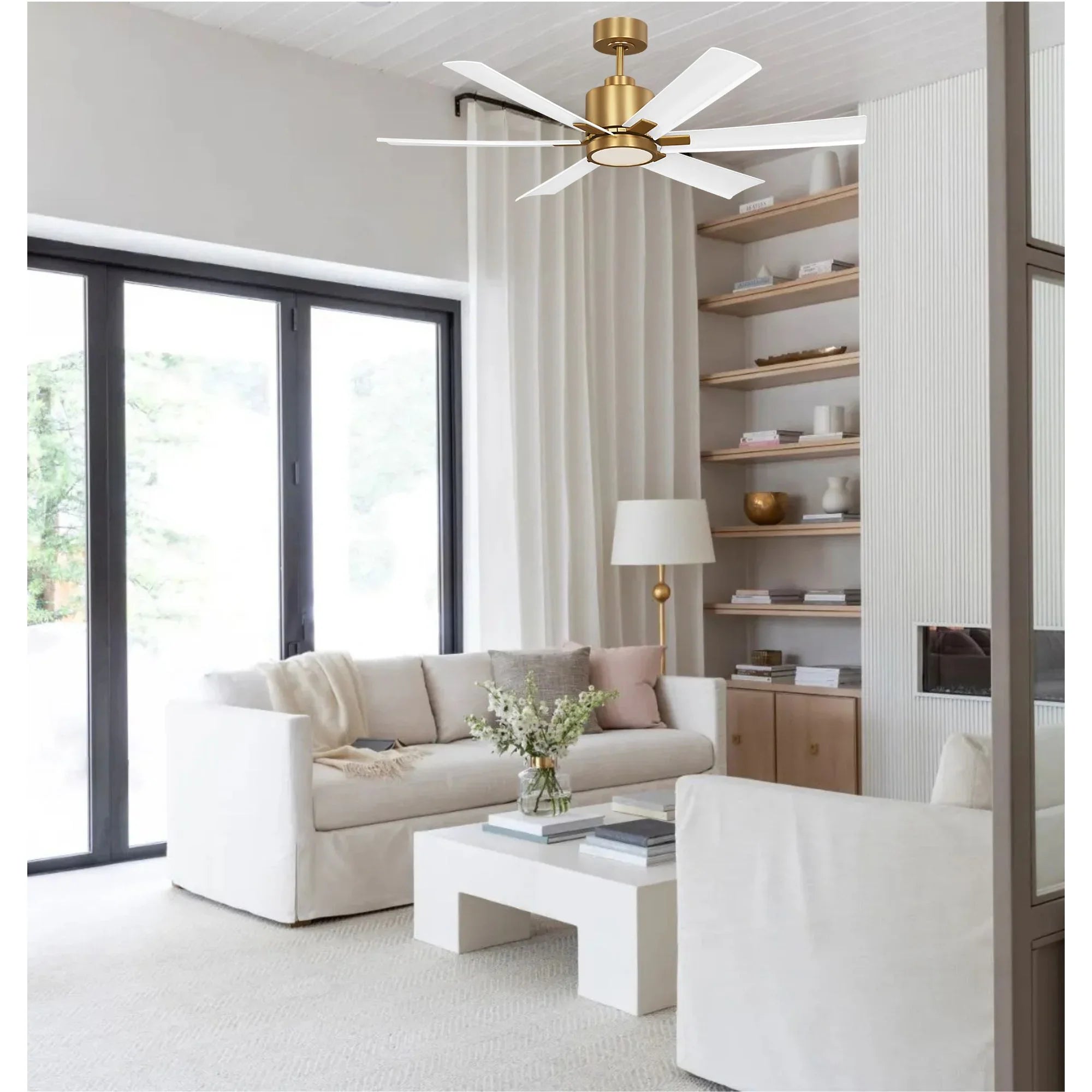 Generation Lighting - Flera Smart 52" Burnished Brass Windmill LED Ceiling Fan | Bees Lighting