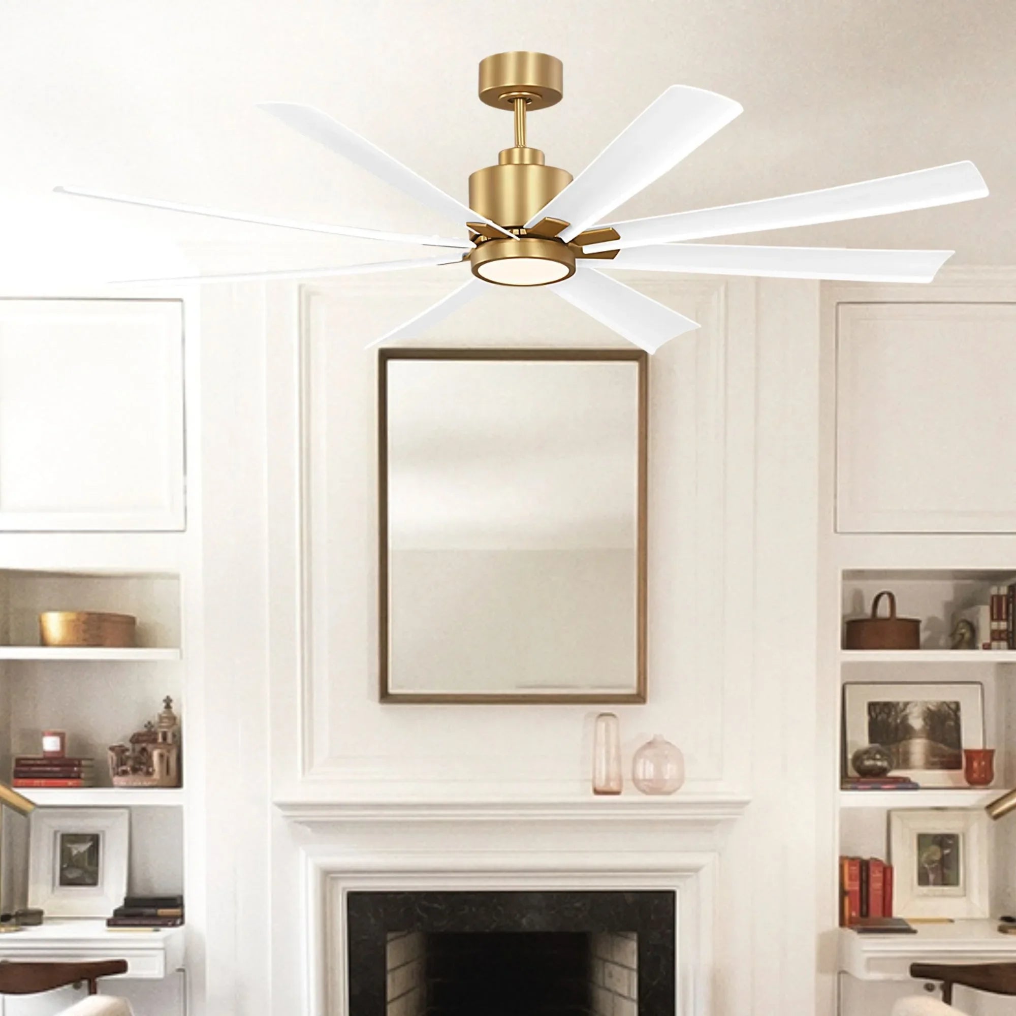 Generation Lighting - Flera Smart 65" Burnished Brass Windmill LED Ceiling Fan | Bees Lighting