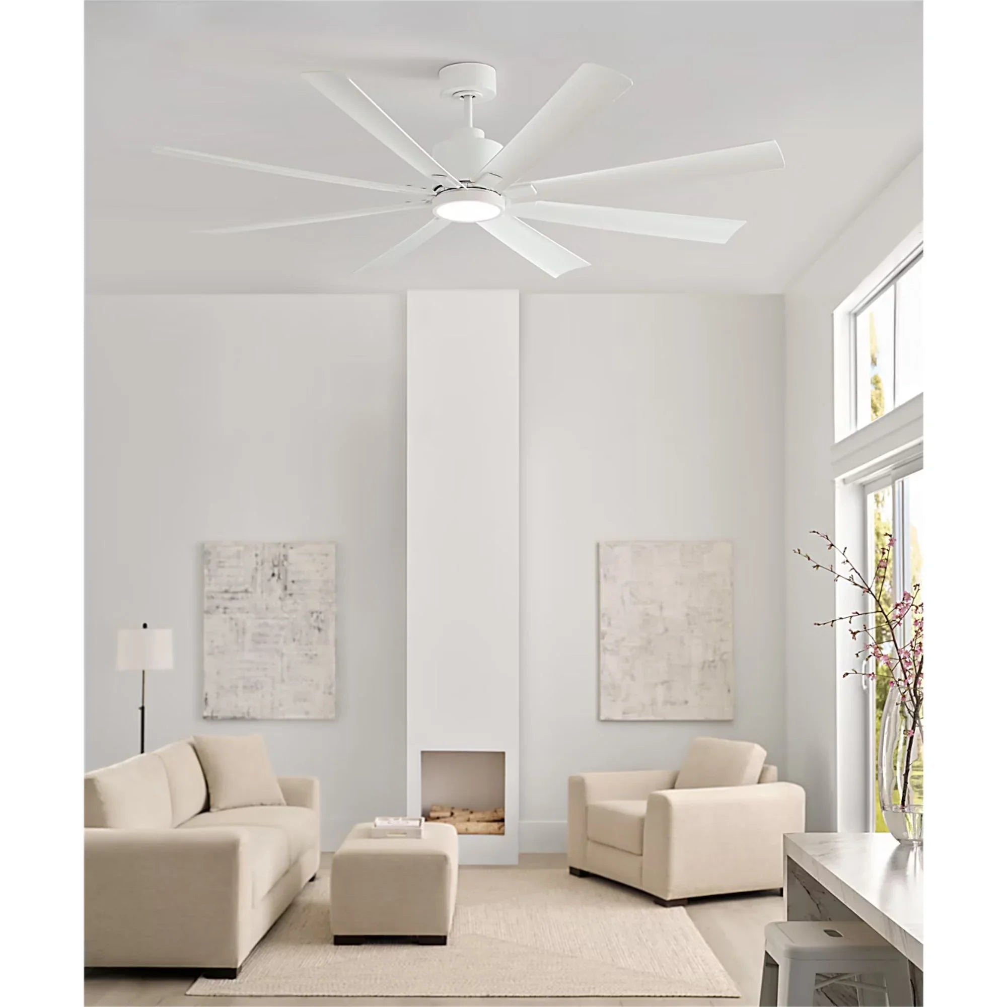 Generation Lighting - Flera Smart 65" Matte White Windmill LED Ceiling Fan | Bees Lighting