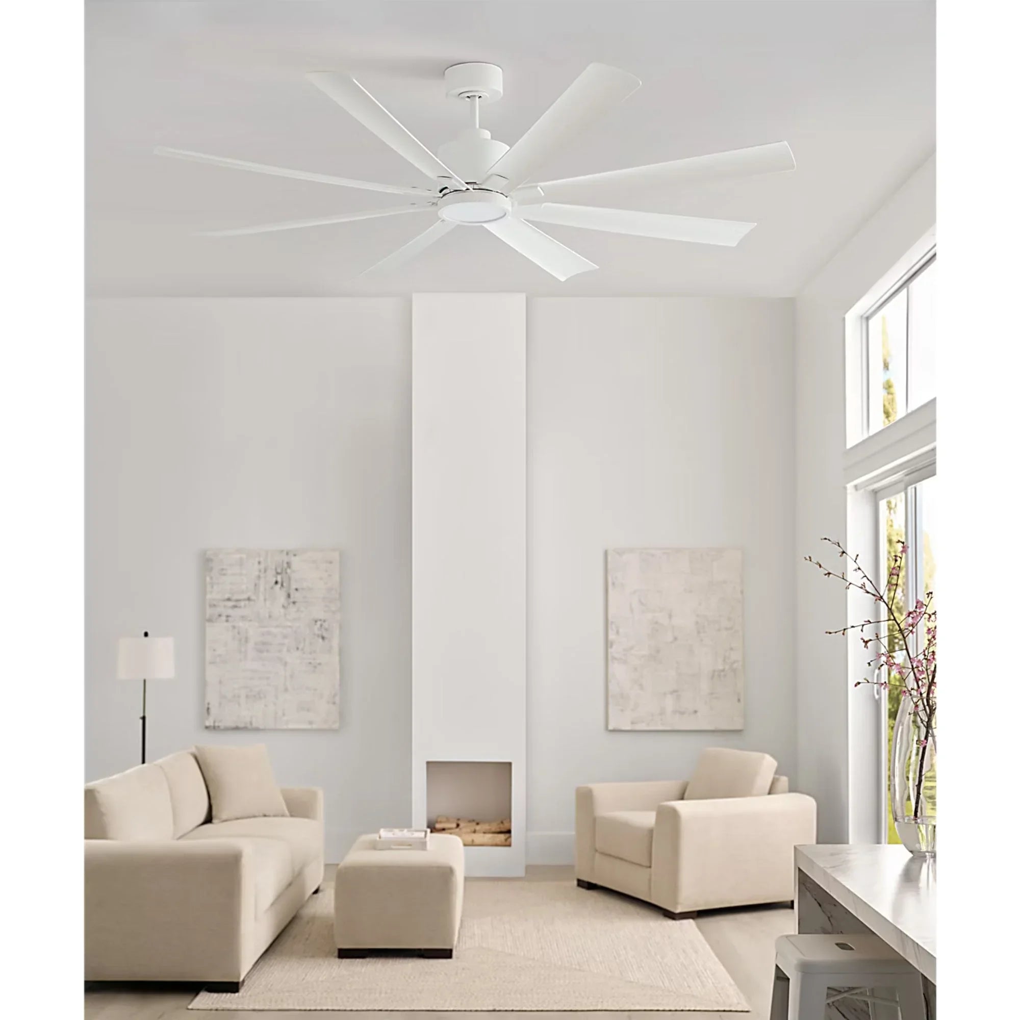 Generation Lighting - Flera Smart 65" Matte White Windmill LED Ceiling Fan | Bees Lighting