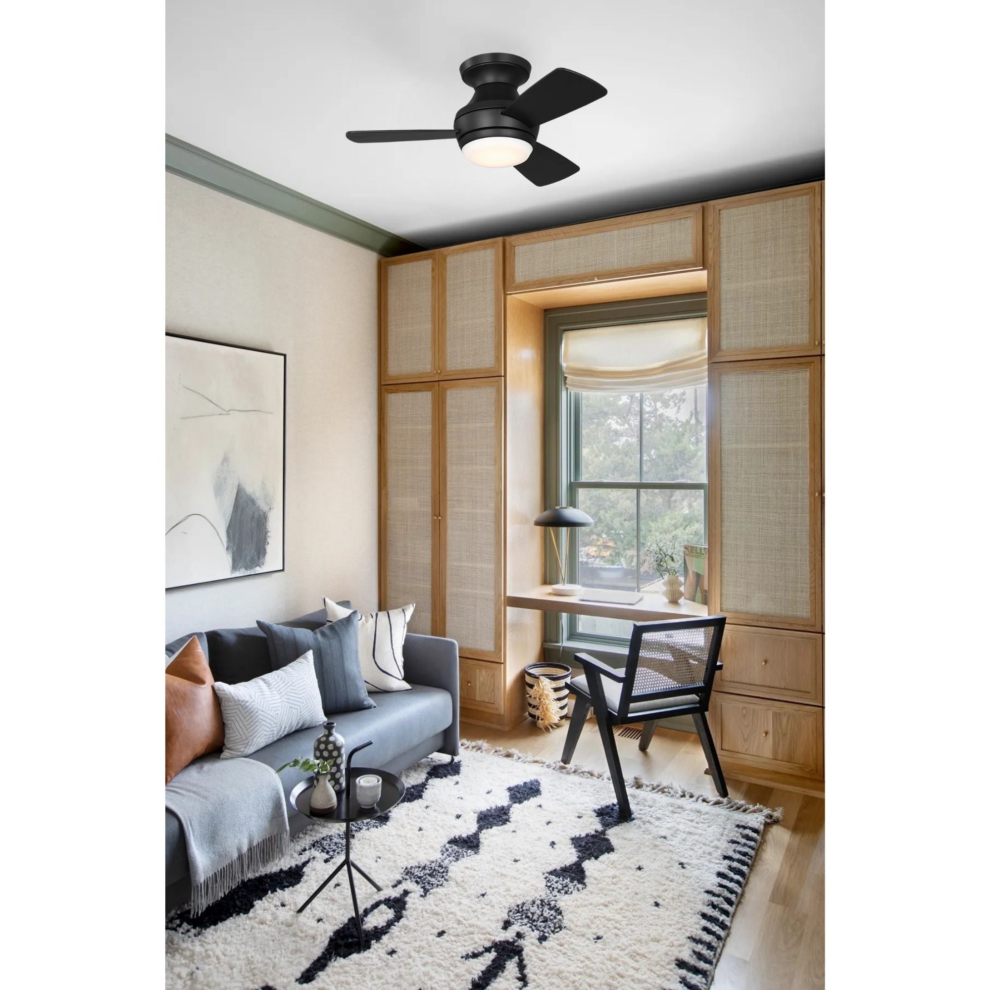 Ikon 32" Midnight Black Hugger LED Ceiling Fan