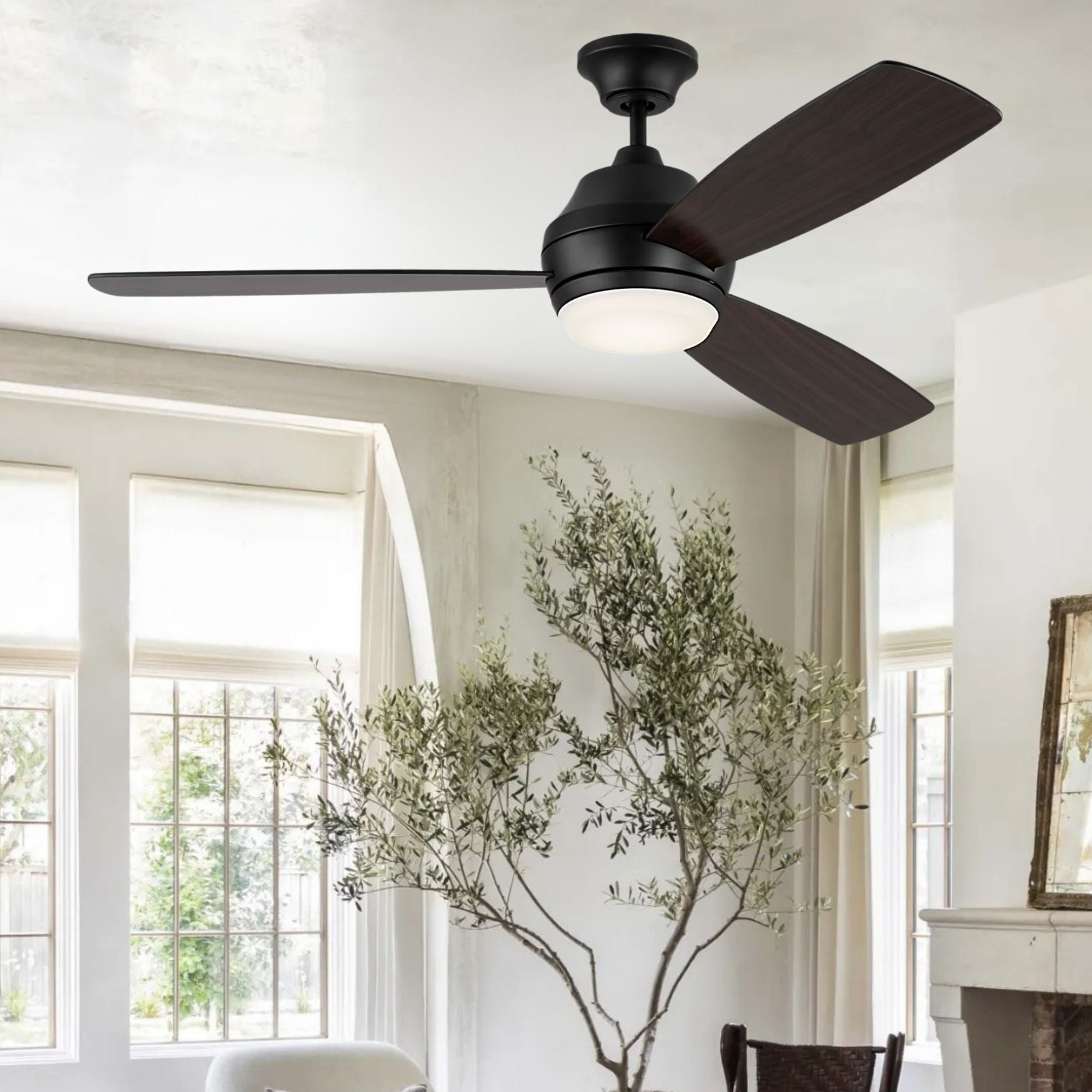 Ikon 52" Aged Pewter Downrod LED Ceiling Fan