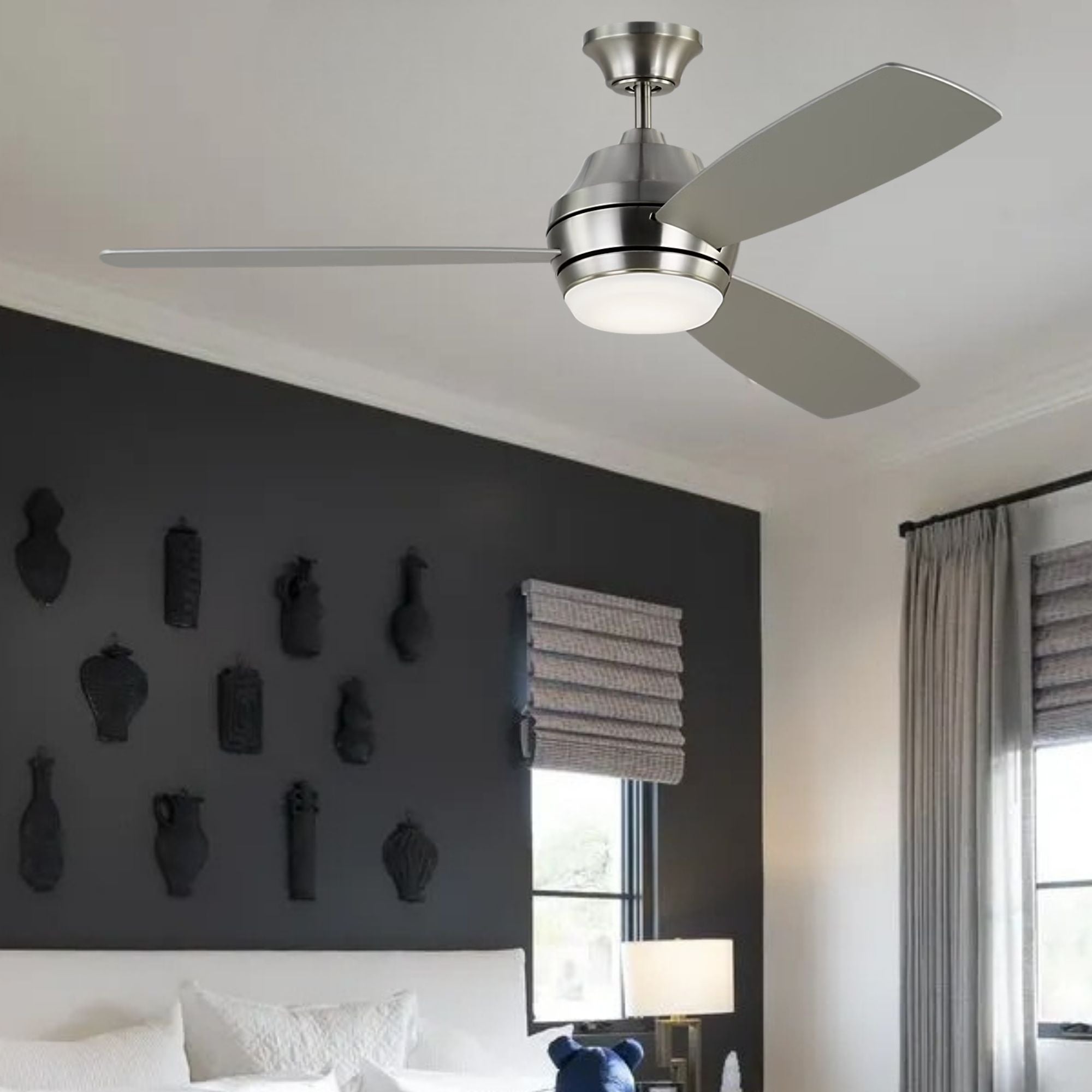Ikon 52" Brushed Steel Downrod LED Ceiling Fan