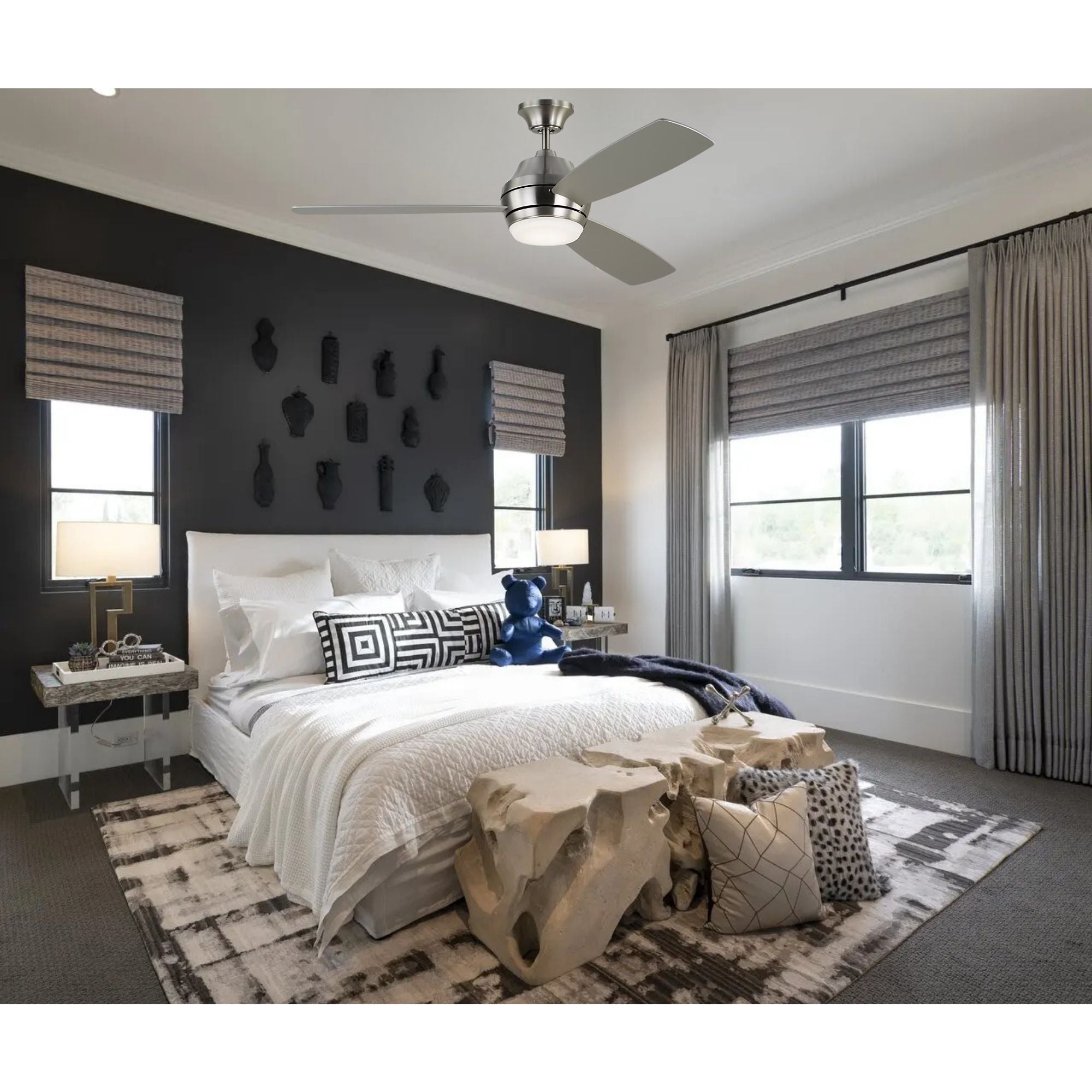 Ikon 52" Brushed Steel Downrod LED Ceiling Fan