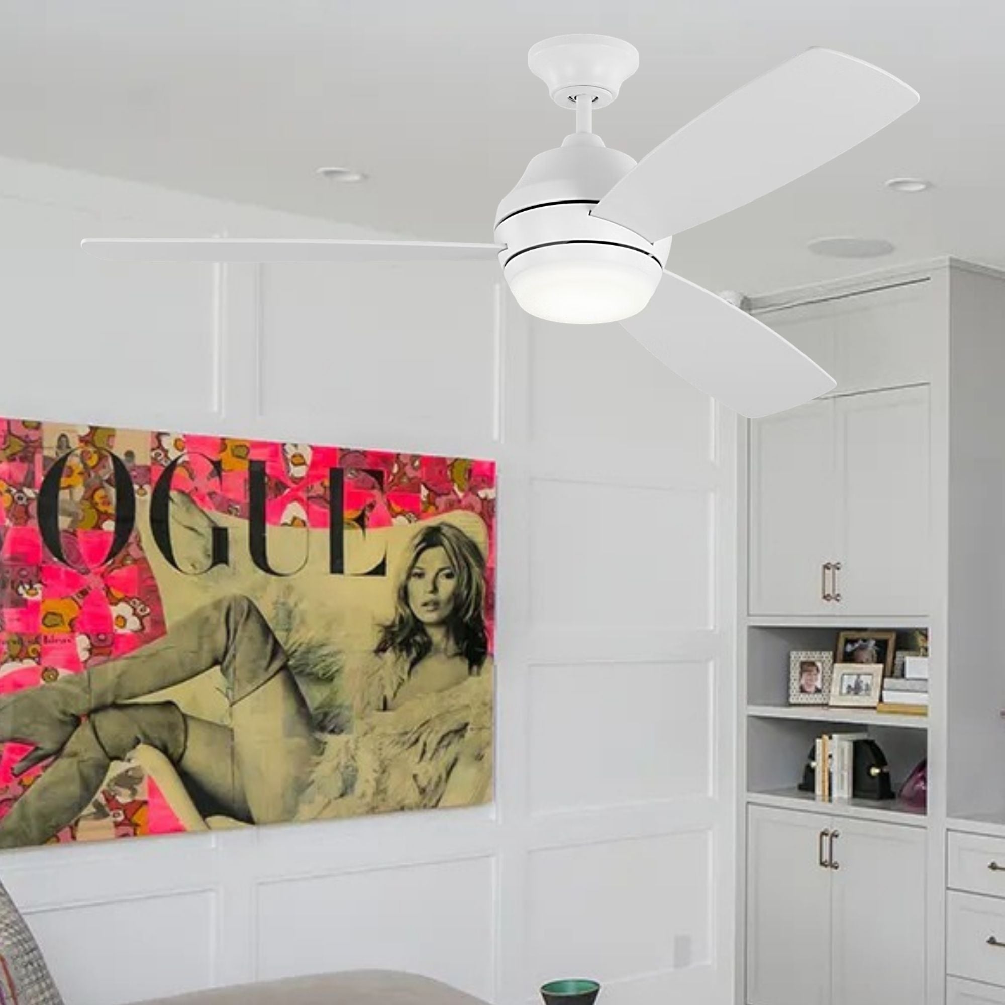 Ikon 52" Matte White Hugger LED Ceiling Fan