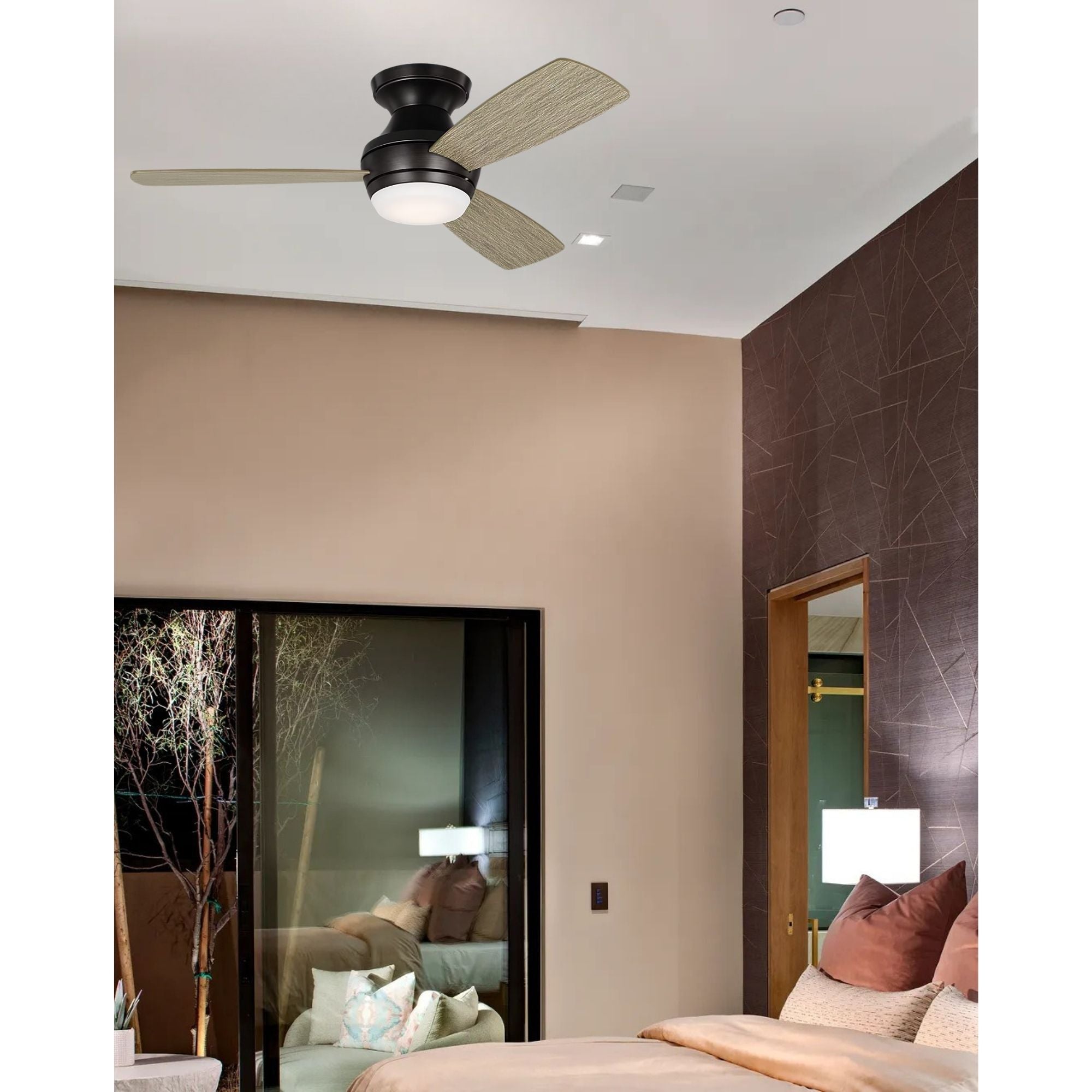 Ikon 44" Aged Pewter Hugger LED Ceiling Fan