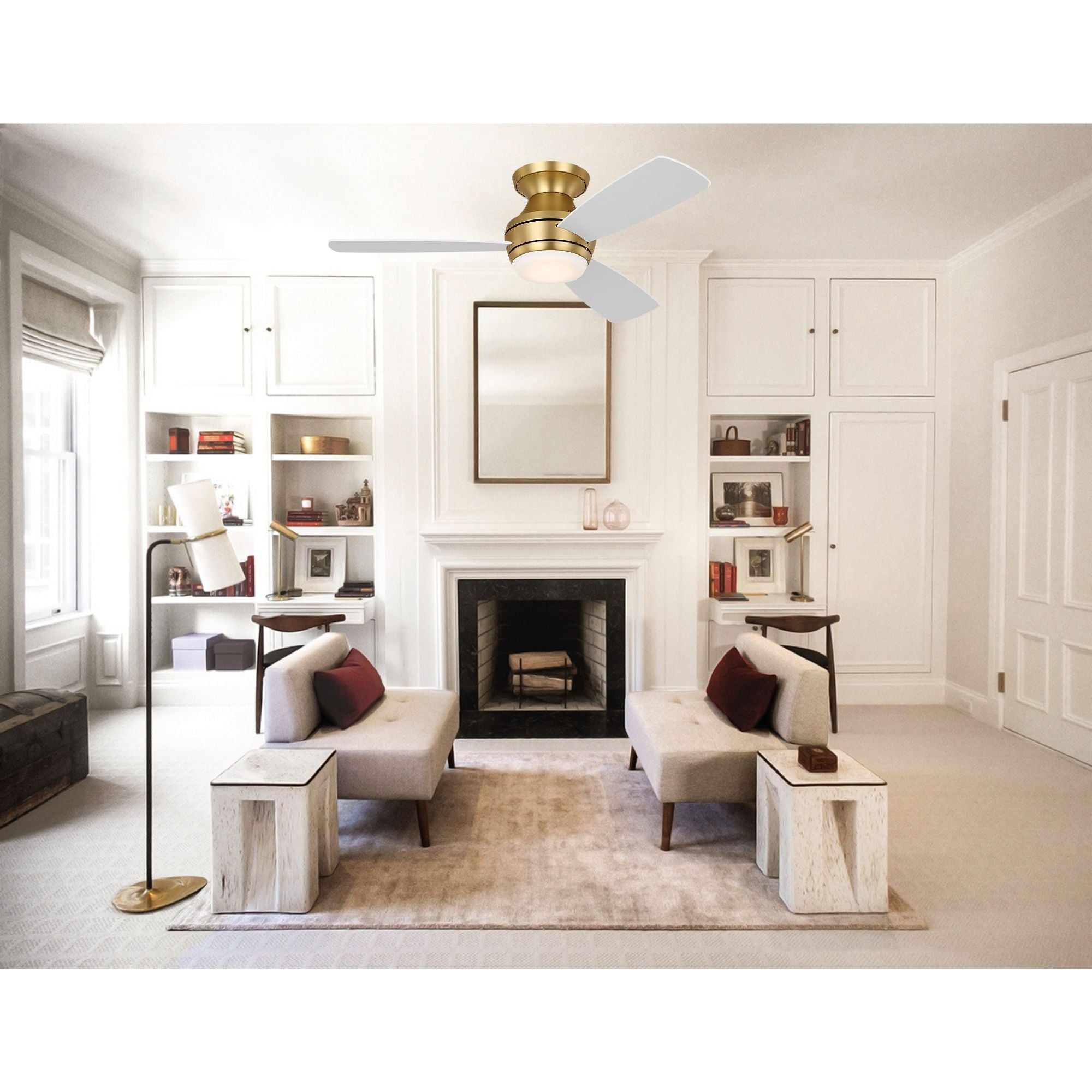 Ikon 44" Burnished Brass Hugger LED Ceiling Fan