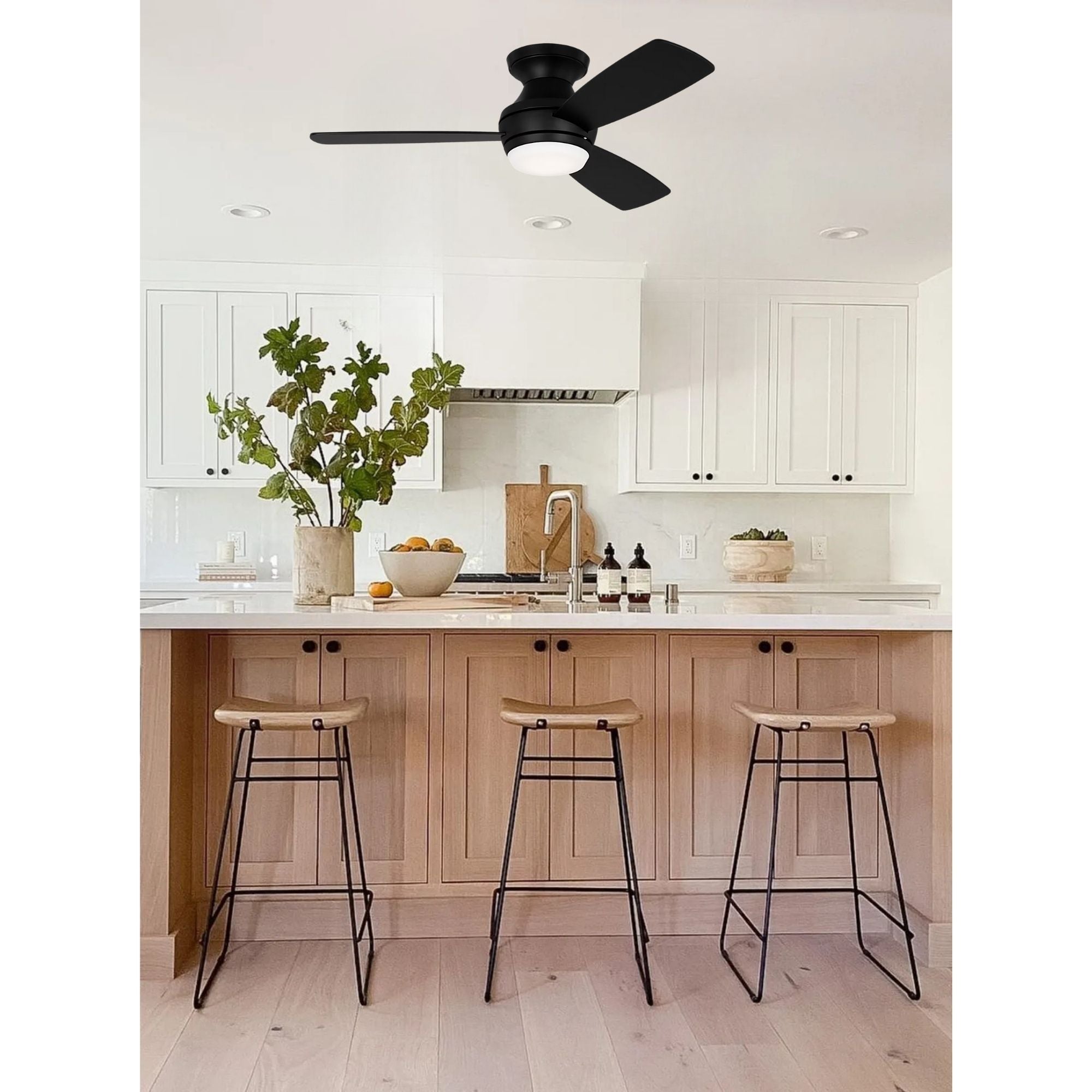 Ikon 44" Midnight Black Hugger LED Ceiling Fan