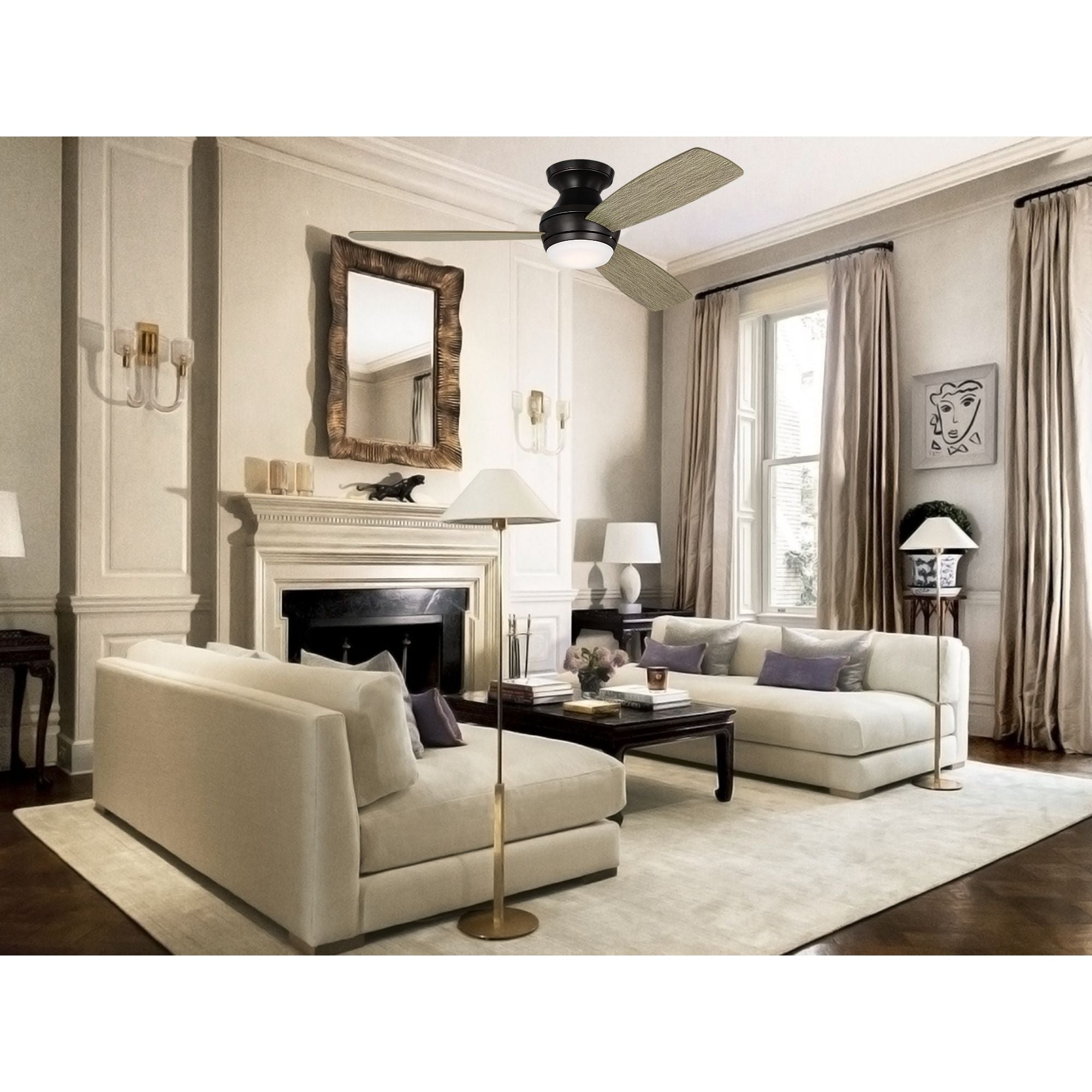Ikon 52" Aged Pewter Semi Flush LED Ceiling Fan
