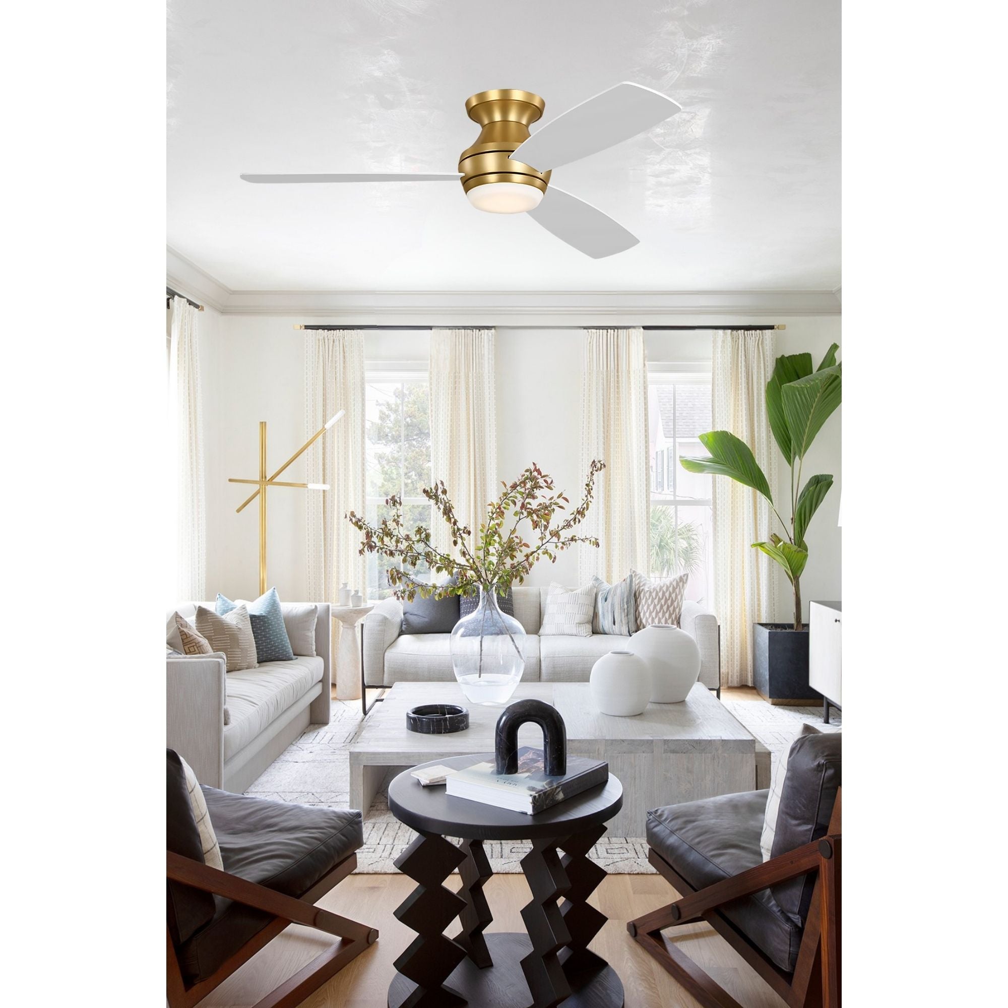 Ikon 52" Burnished Brass Semi Flush LED Ceiling Fan
