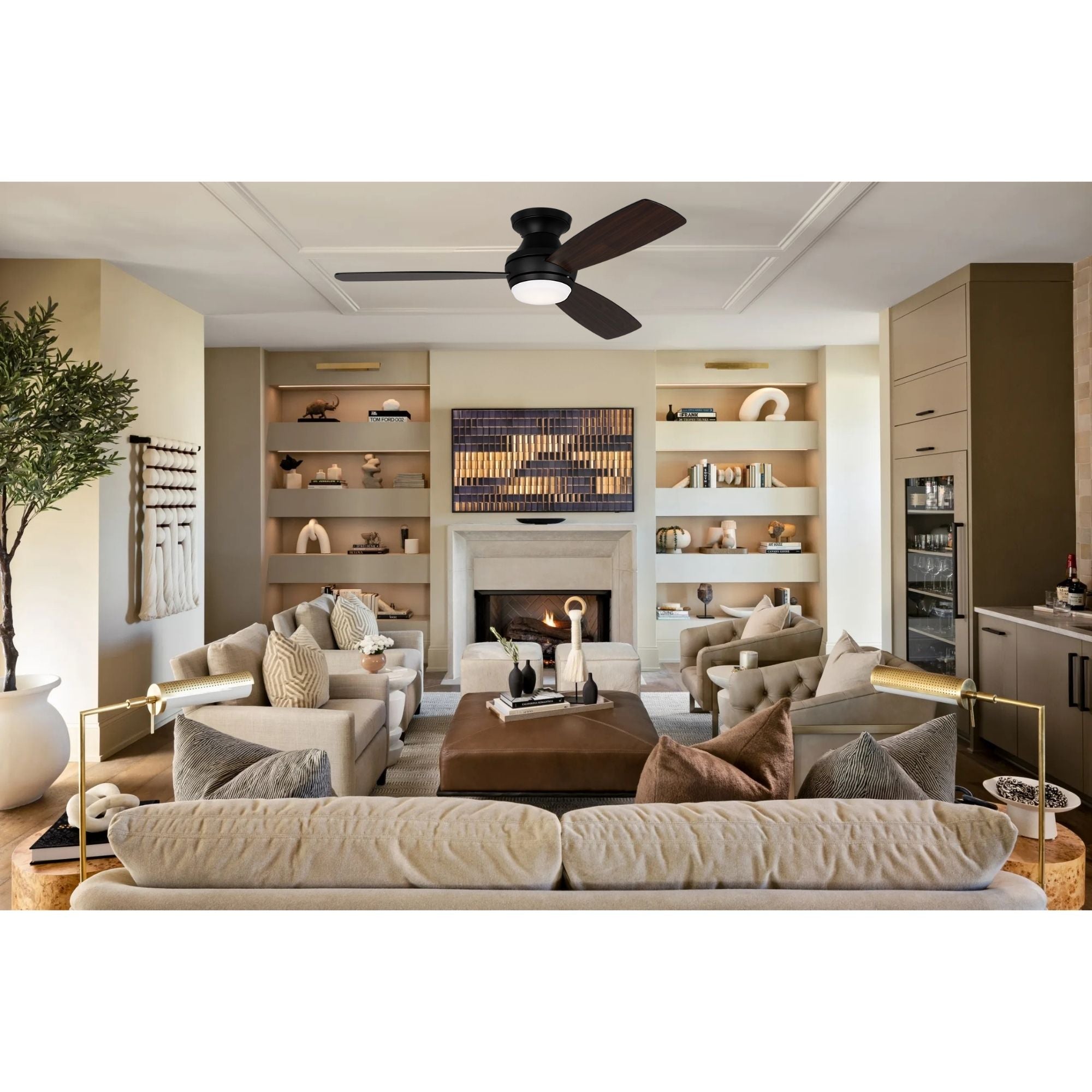 Ikon 52" Midnight Black Semi Flush LED Ceiling Fan