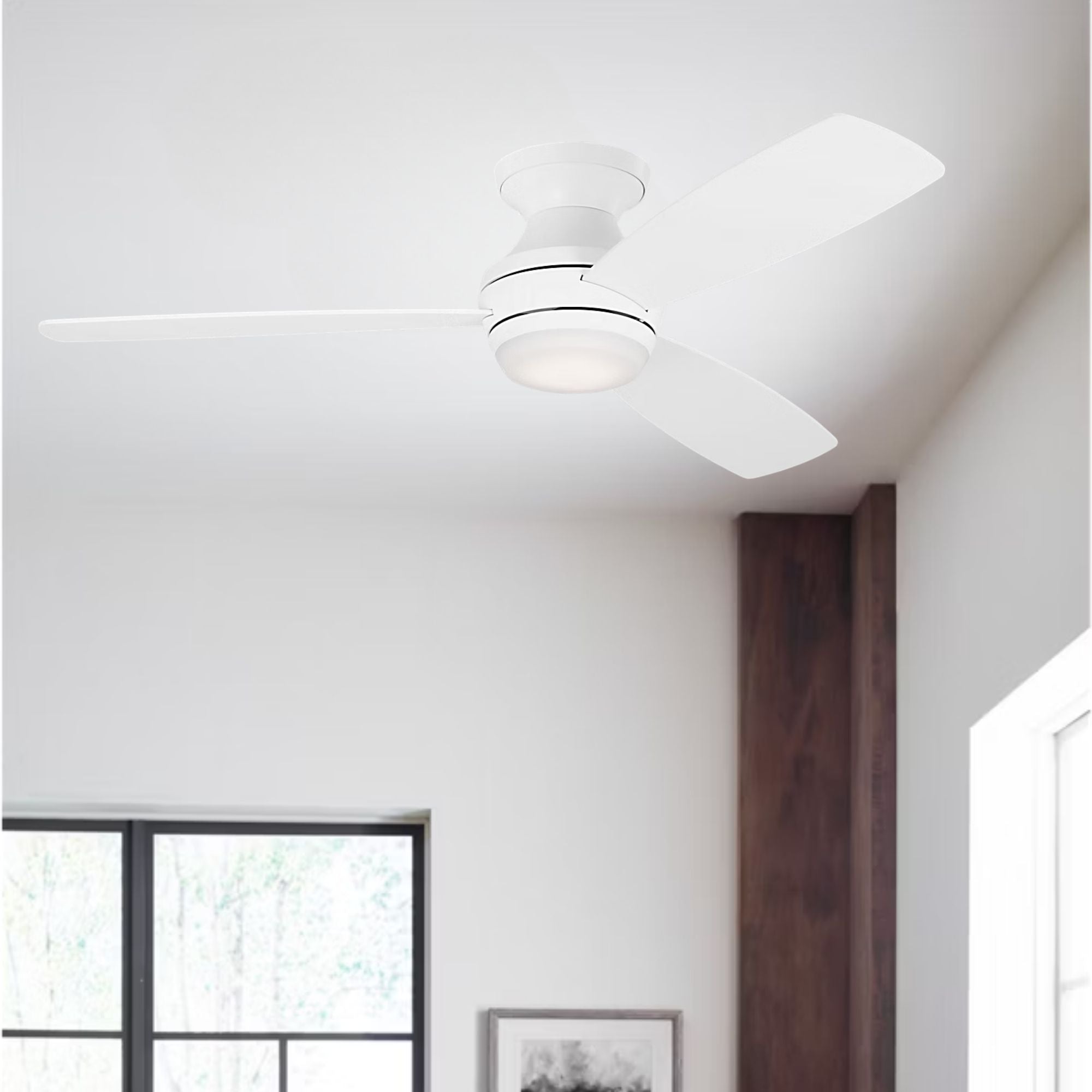 Ikon 52" Matte White Semi Flush LED Ceiling Fan