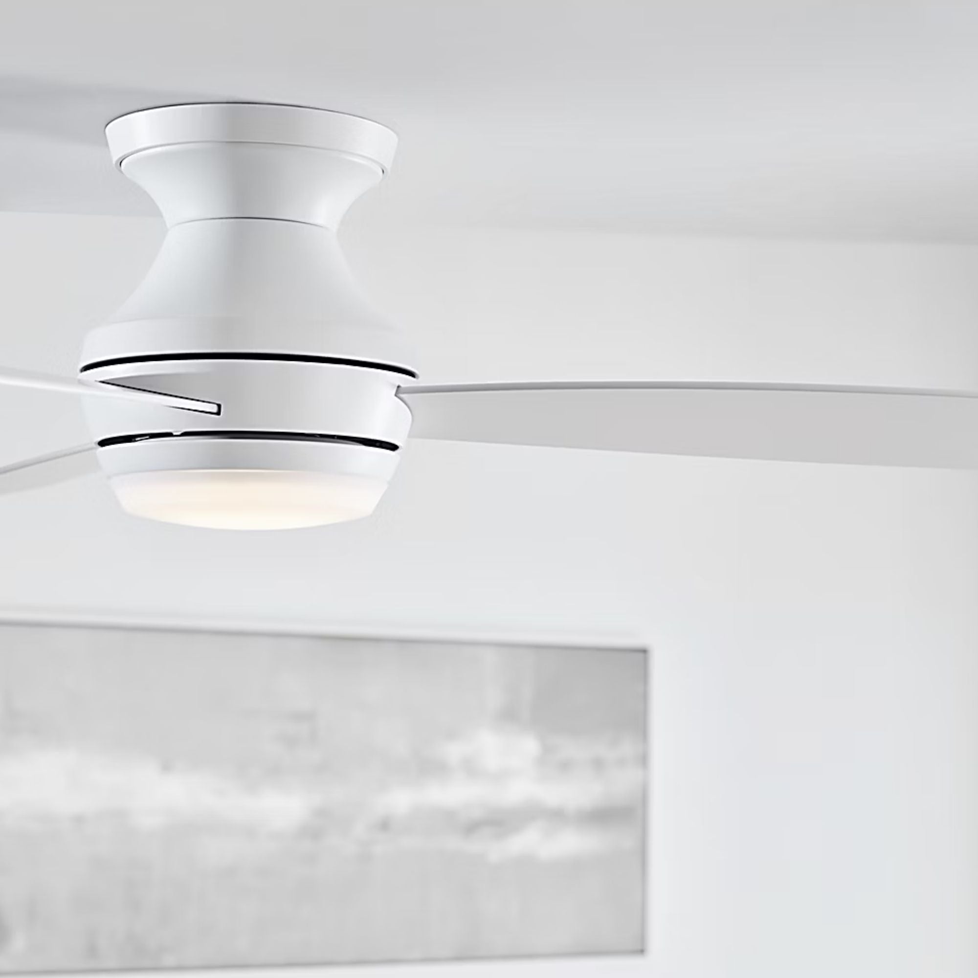 Ikon 52" Matte White Semi Flush LED Ceiling Fan