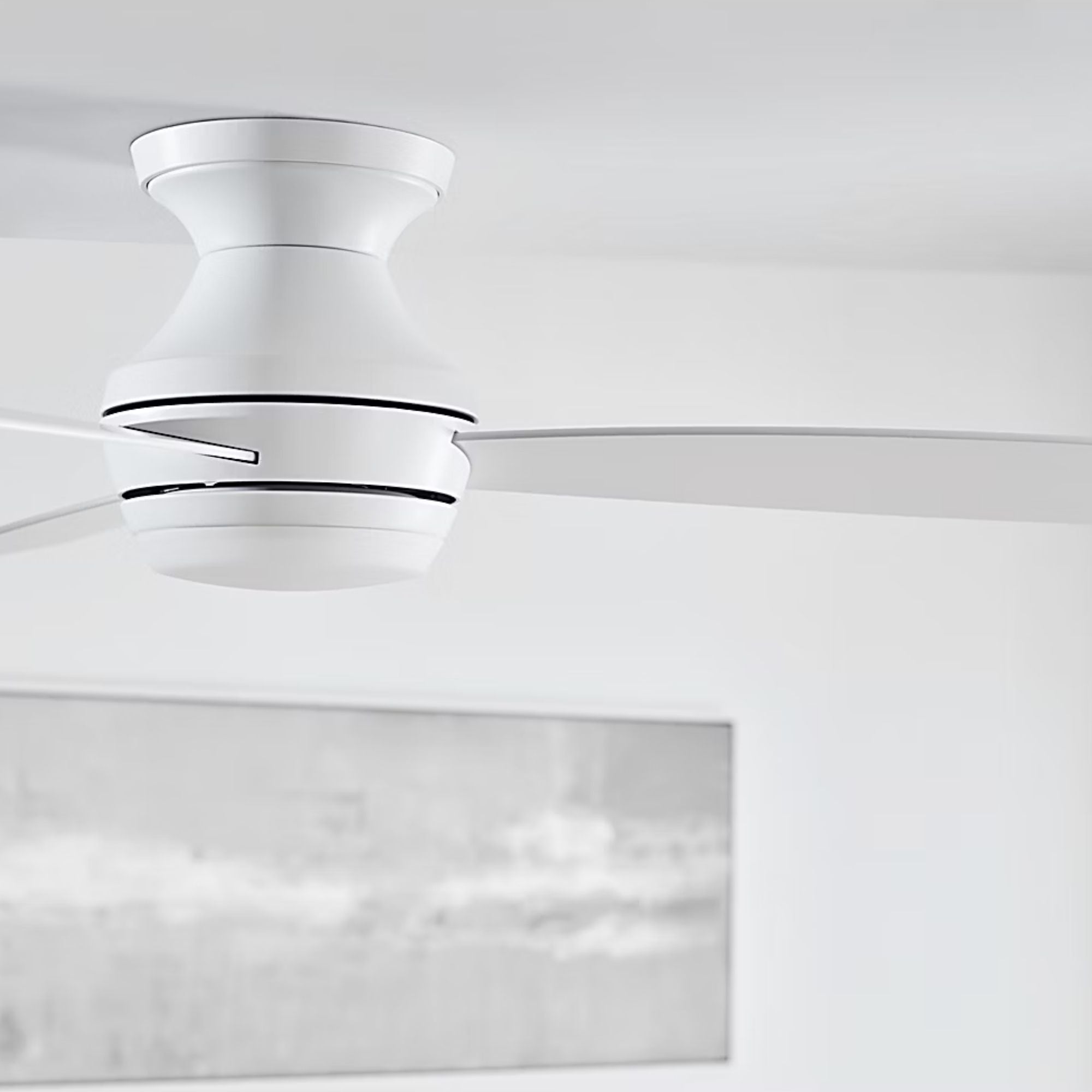 Ikon 52" Matte White Semi Flush LED Ceiling Fan
