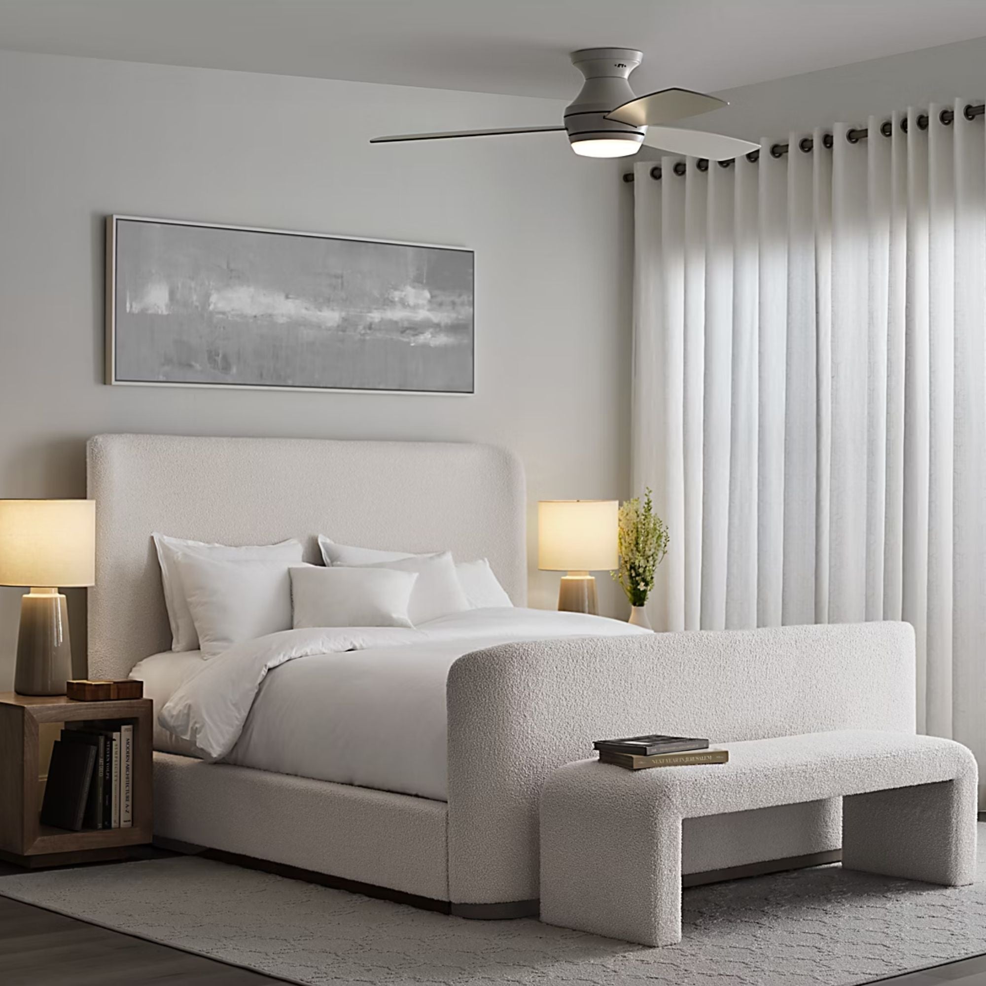 Ikon 52" Matte White Semi Flush LED Ceiling Fan