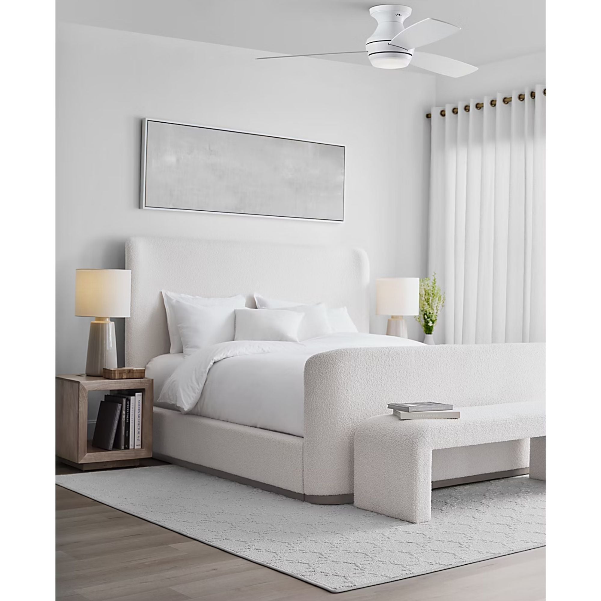 Ikon 52" Matte White Semi Flush LED Ceiling Fan