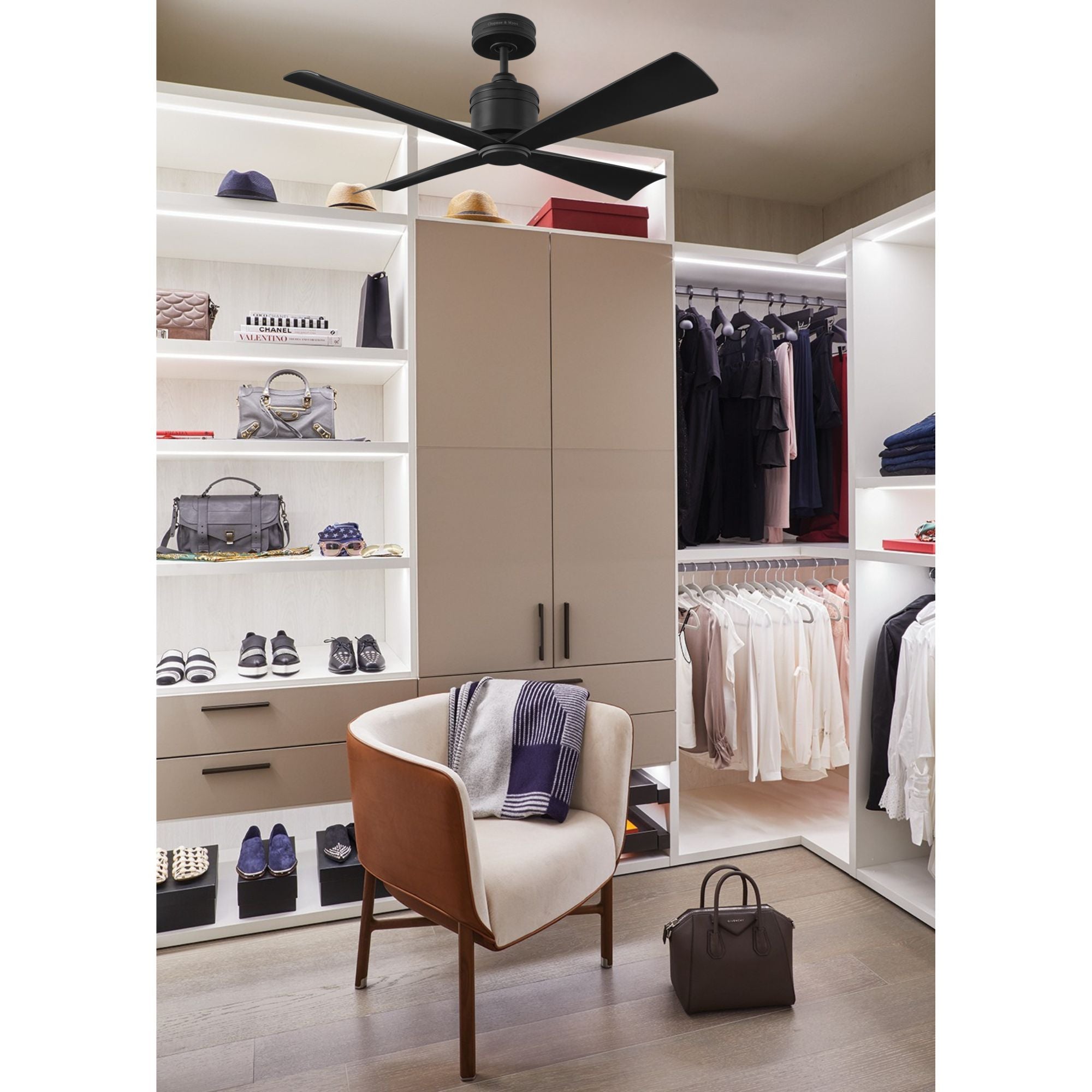 Launceton 44" Midnight Black 4-Blade LED Ceiling Fan