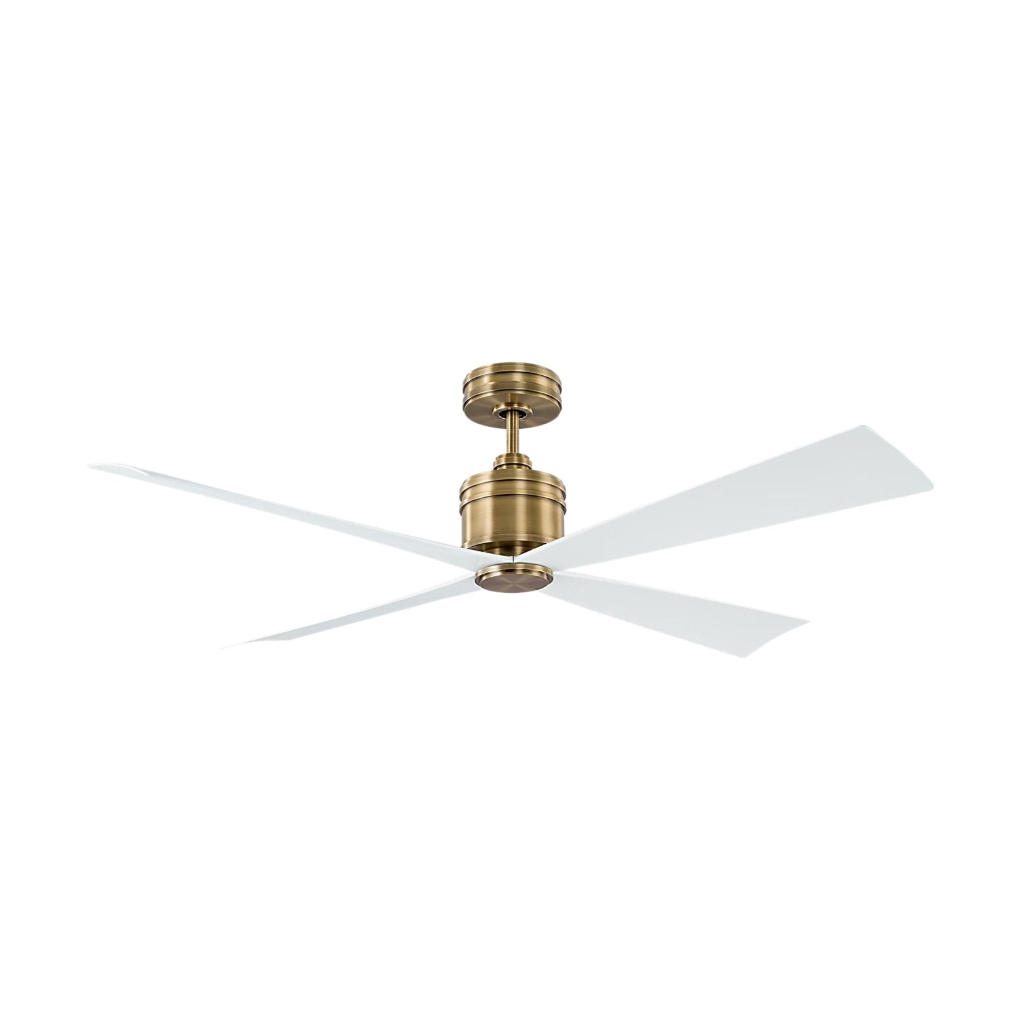 Launceton 56" Hand Rubbed Antique Brass 4-Blade LED Ceiling Fan