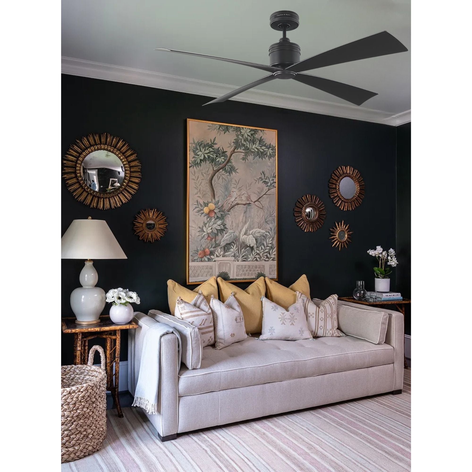 Launceton 56" Midnight Black 4-Blade LED Ceiling Fan