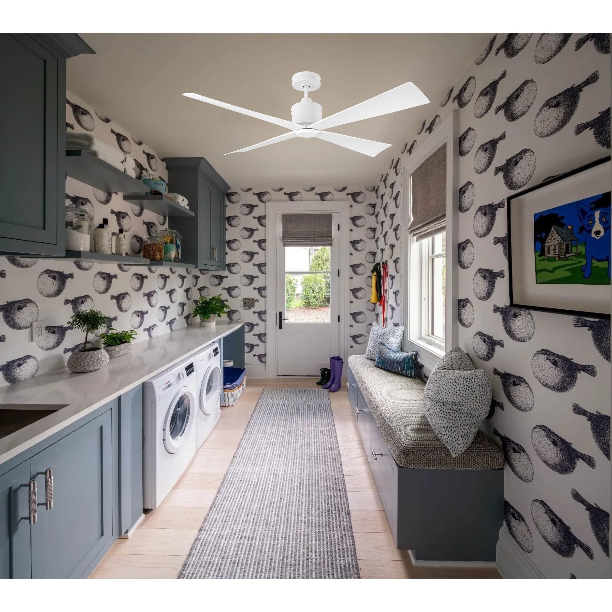 Launceton 56" Matte White 4-Blade LED Ceiling Fan
