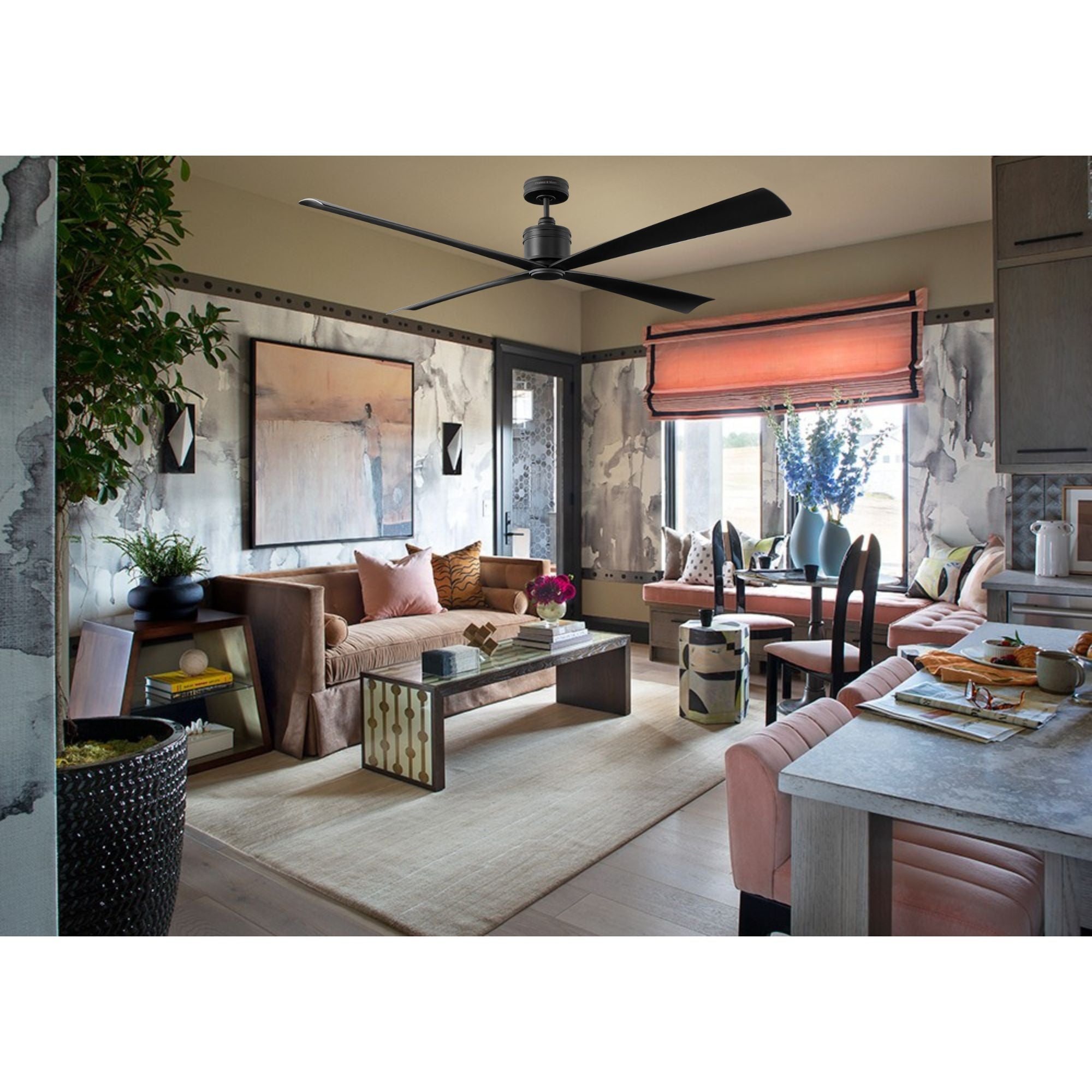 Launceton 72" Midnight Black 4-Blade LED Ceiling Fan