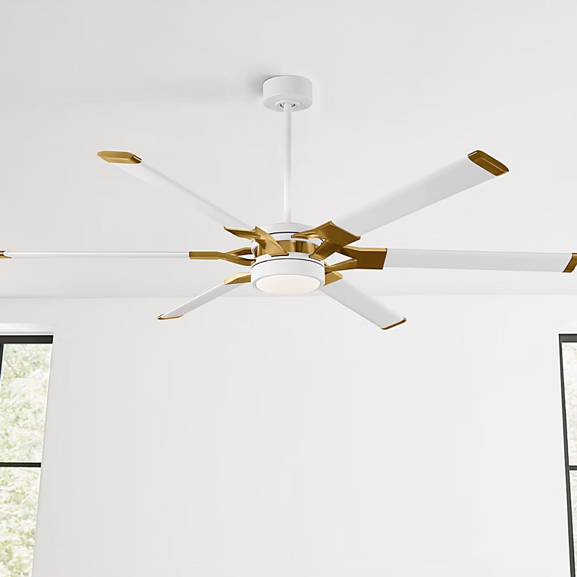 Loft 62" White & Brass Damp Rated LED Ceiling Fan with Remote