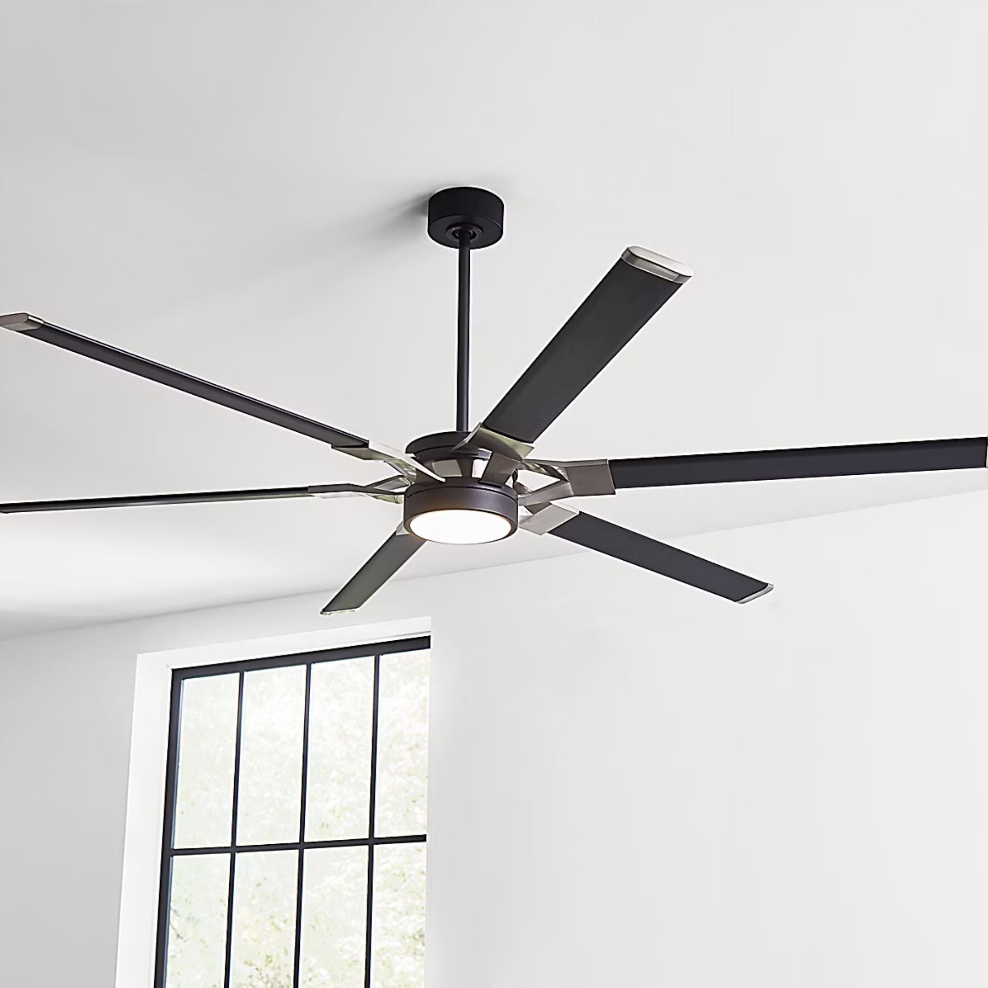 Loft 72" Black & Steel Damp Rated LED Ceiling Fan with Remote