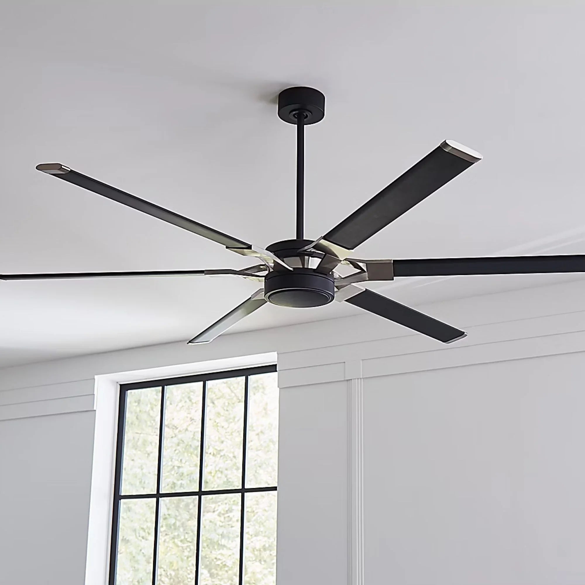 Loft 72" Black & Steel Damp Rated LED Ceiling Fan with Remote