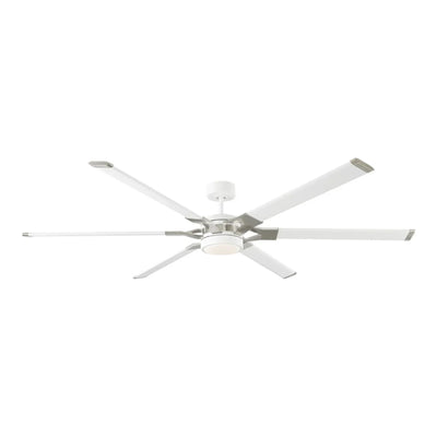 Loft 72" White & Steel Damp Rated LED Ceiling Fan with Remote