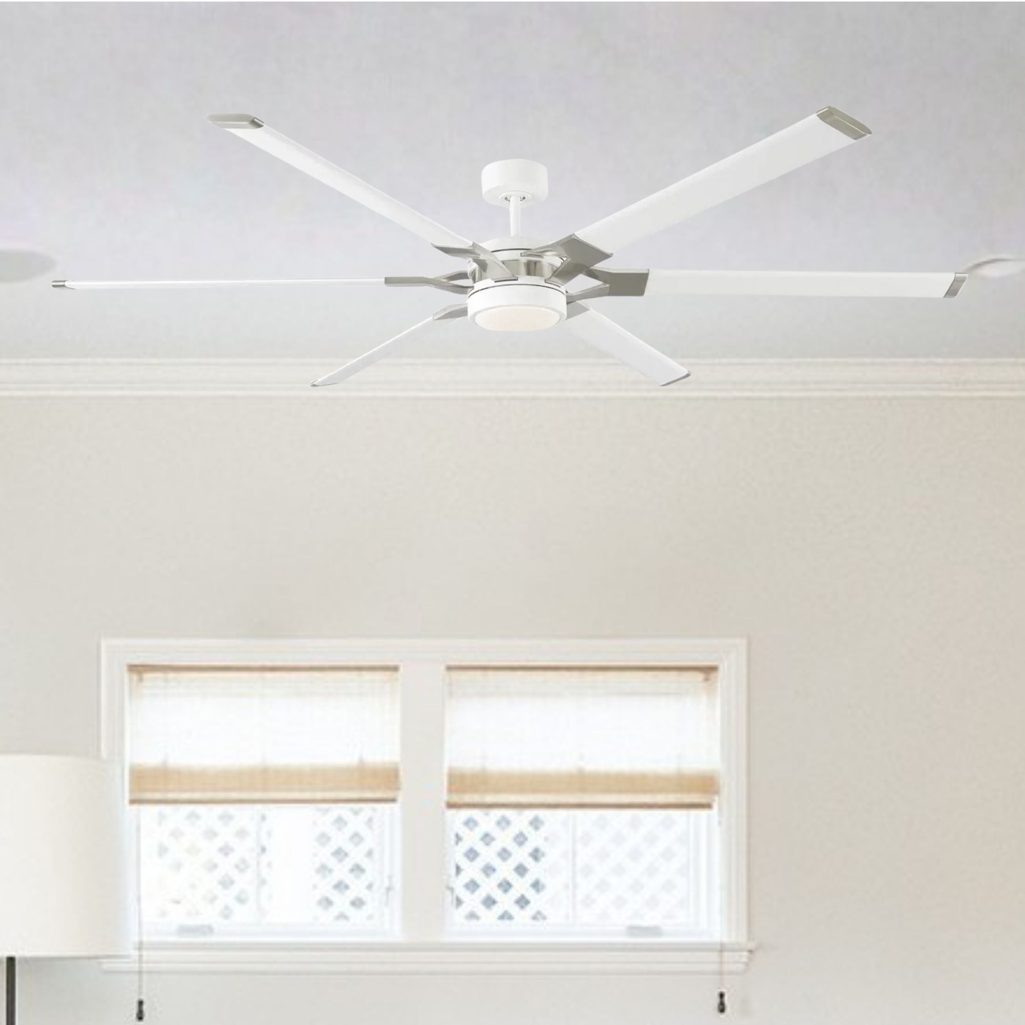 Loft 72" White & Steel Damp Rated LED Ceiling Fan with Remote