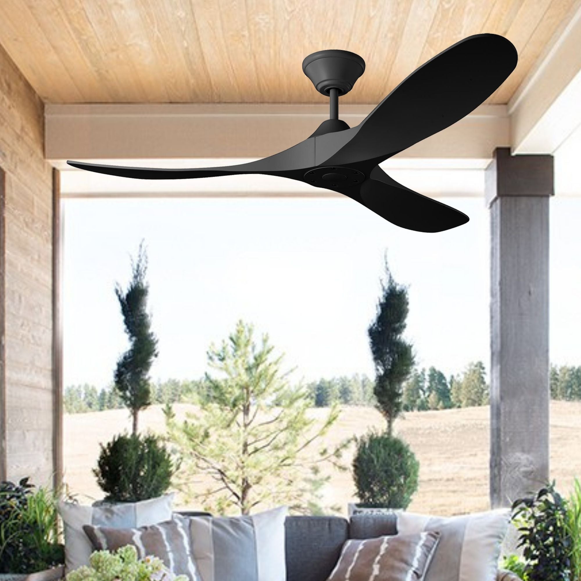 Maverick Coastal 52" Midnight Black Outdoor Ceiling Fan with Remote