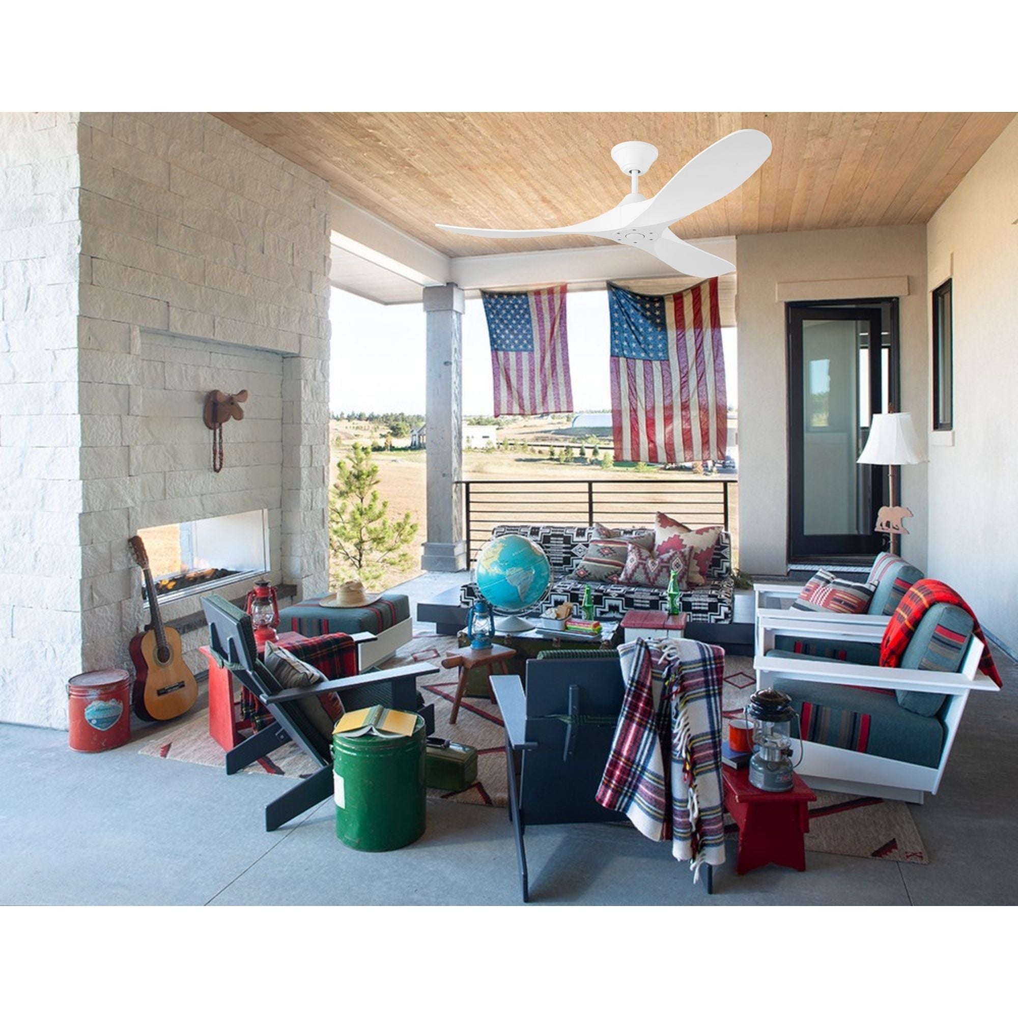 Maverick Coastal 52" Matte White Outdoor Ceiling Fan with Remote